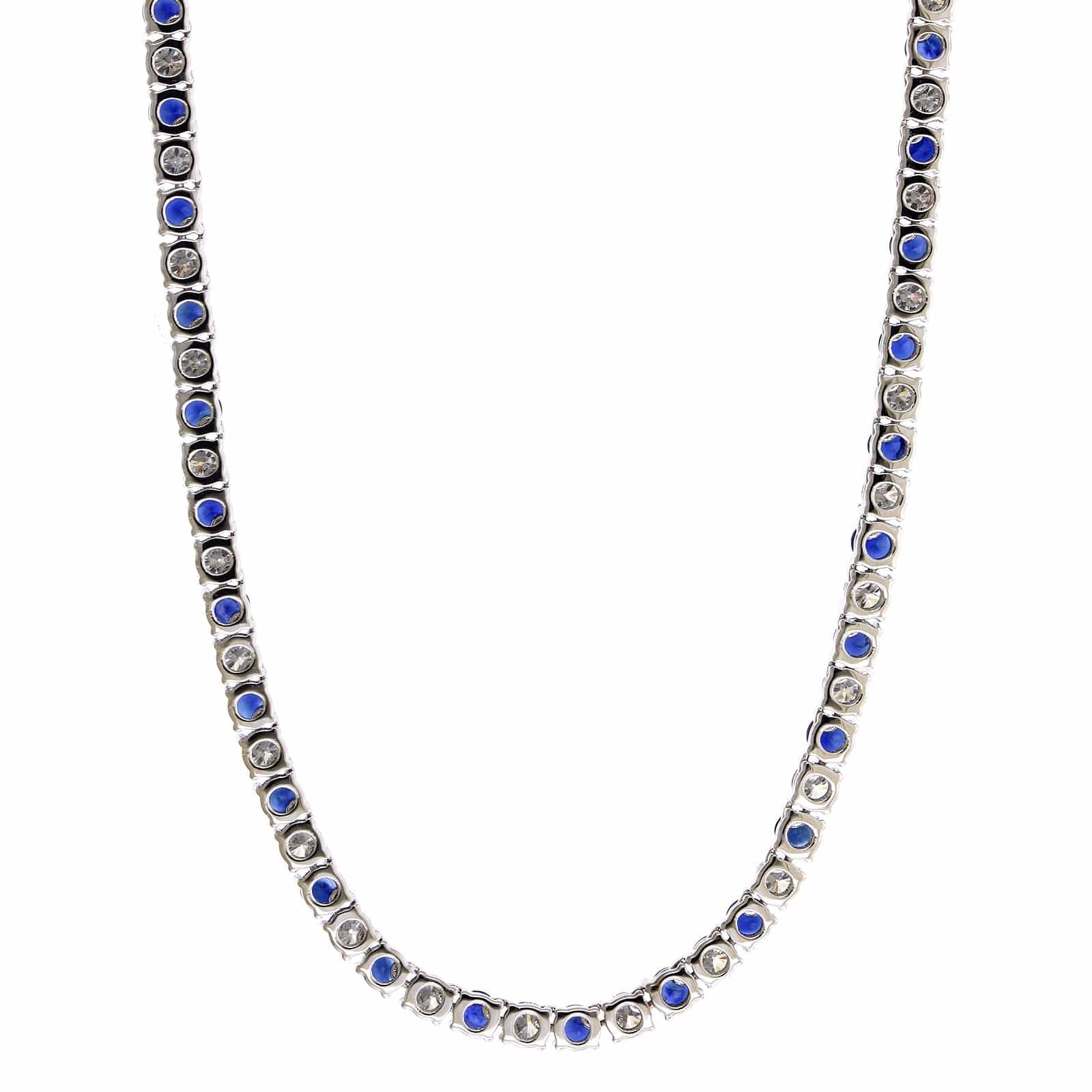 18K White Gold Sapphire and Diamond Necklace - Image 2