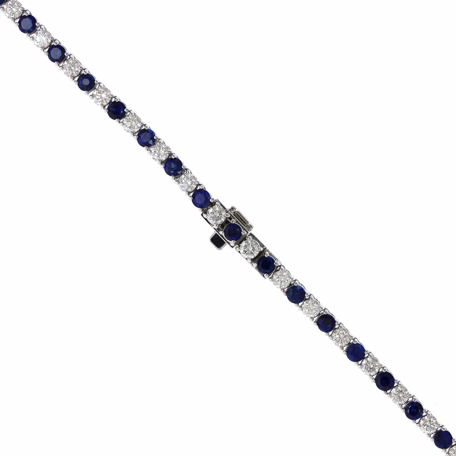 18K White Gold Sapphire and Diamond Necklace - Image 3