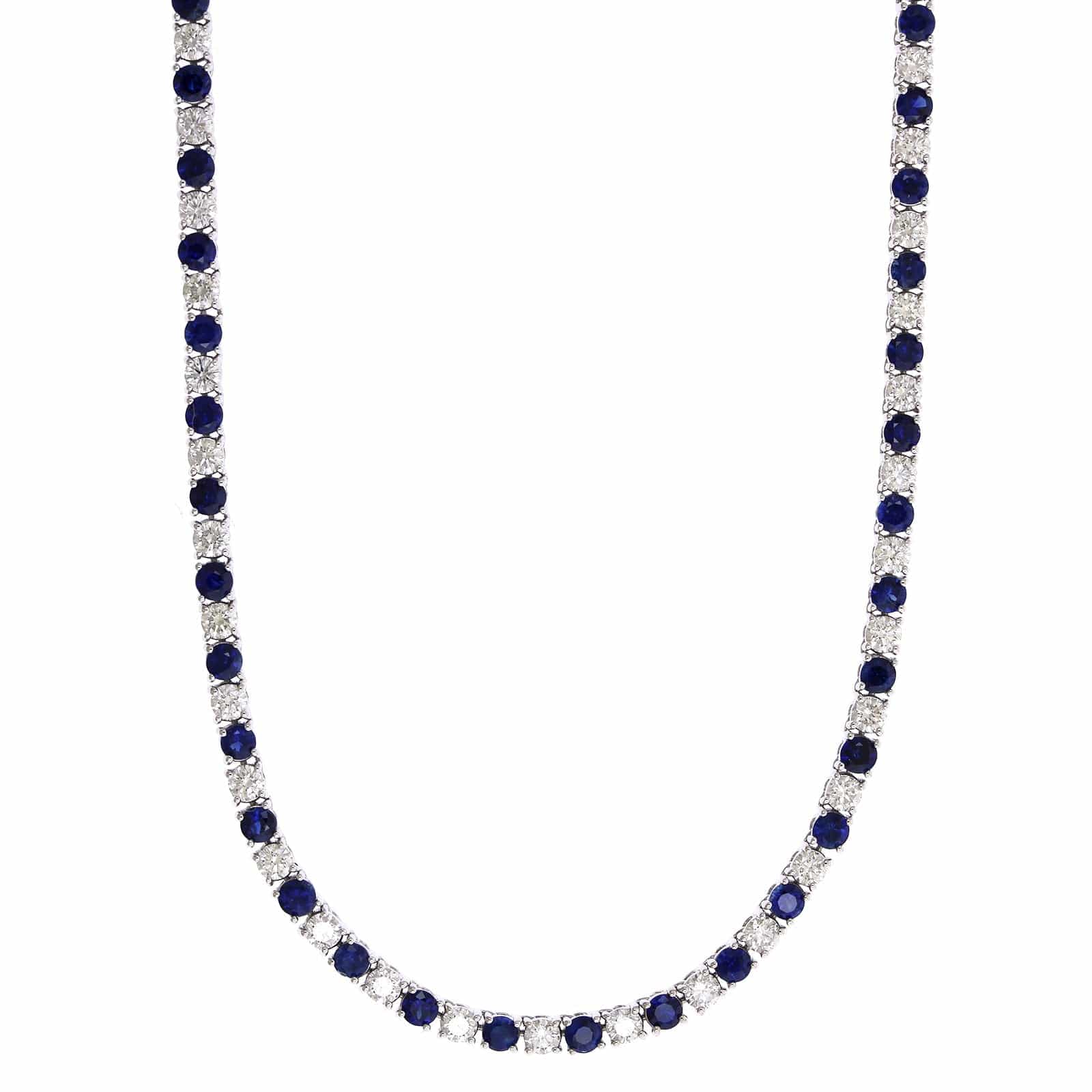 18K White Gold Sapphire and Diamond Necklace - Image 5
