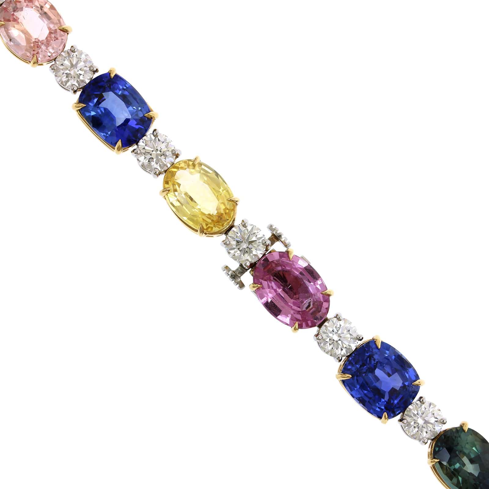 Platinum Multi Sapphire and Diamond Necklace - Image 2