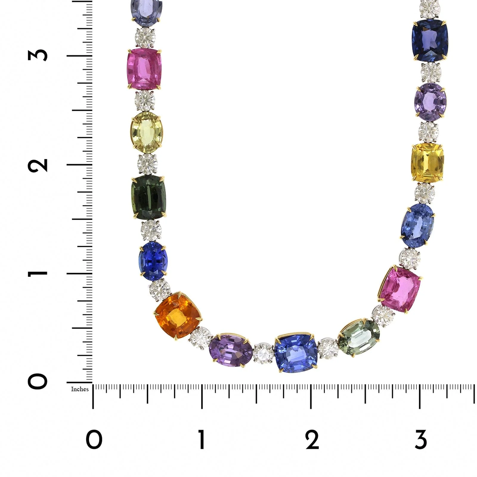 Platinum Multi Sapphire and Diamond Necklace - Image 3