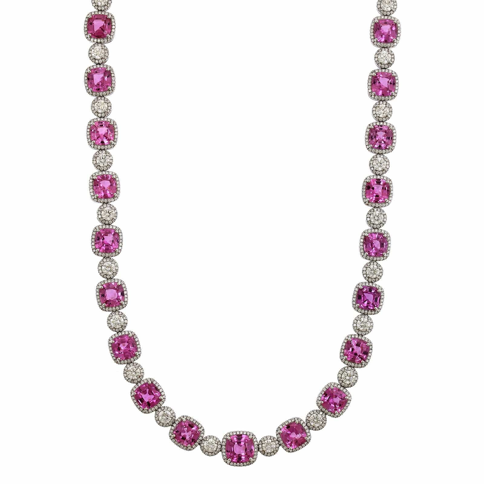 Platinum Pink Sapphire and Diamond Necklace