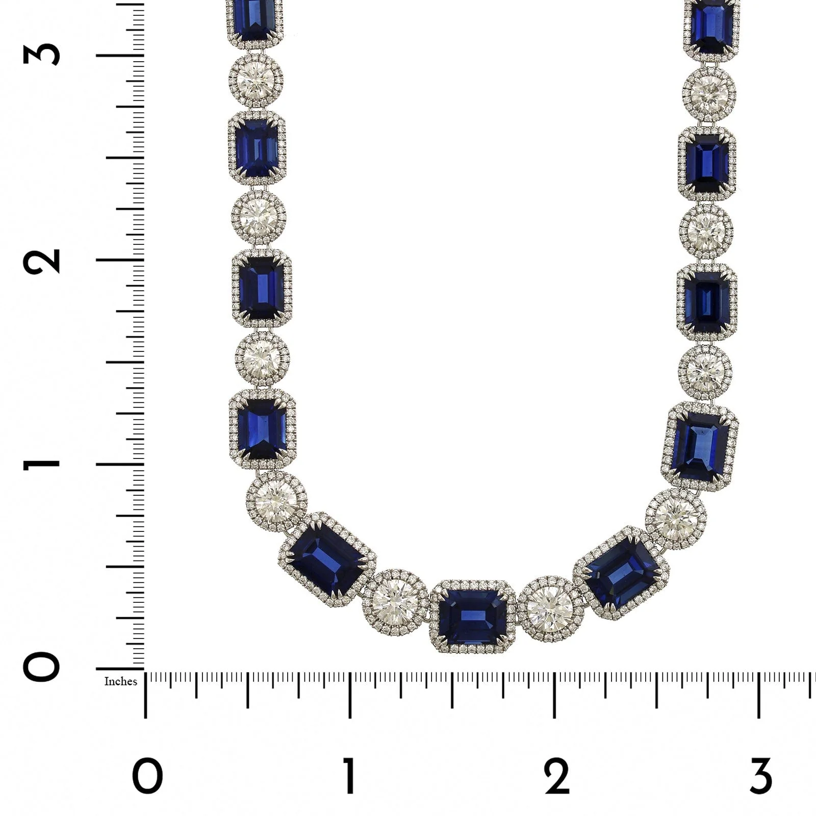 Platinum Blue Sapphire and Diamond Necklace - Image 3