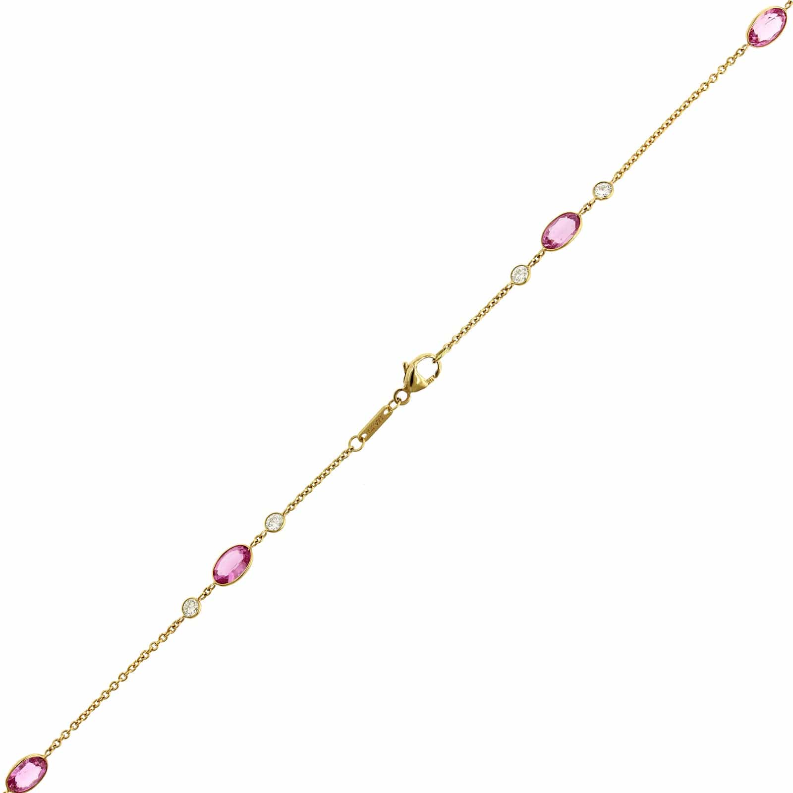 18K Yellow Gold Pink Sapphire and Diamonds By The Yard Necklace - Image 3