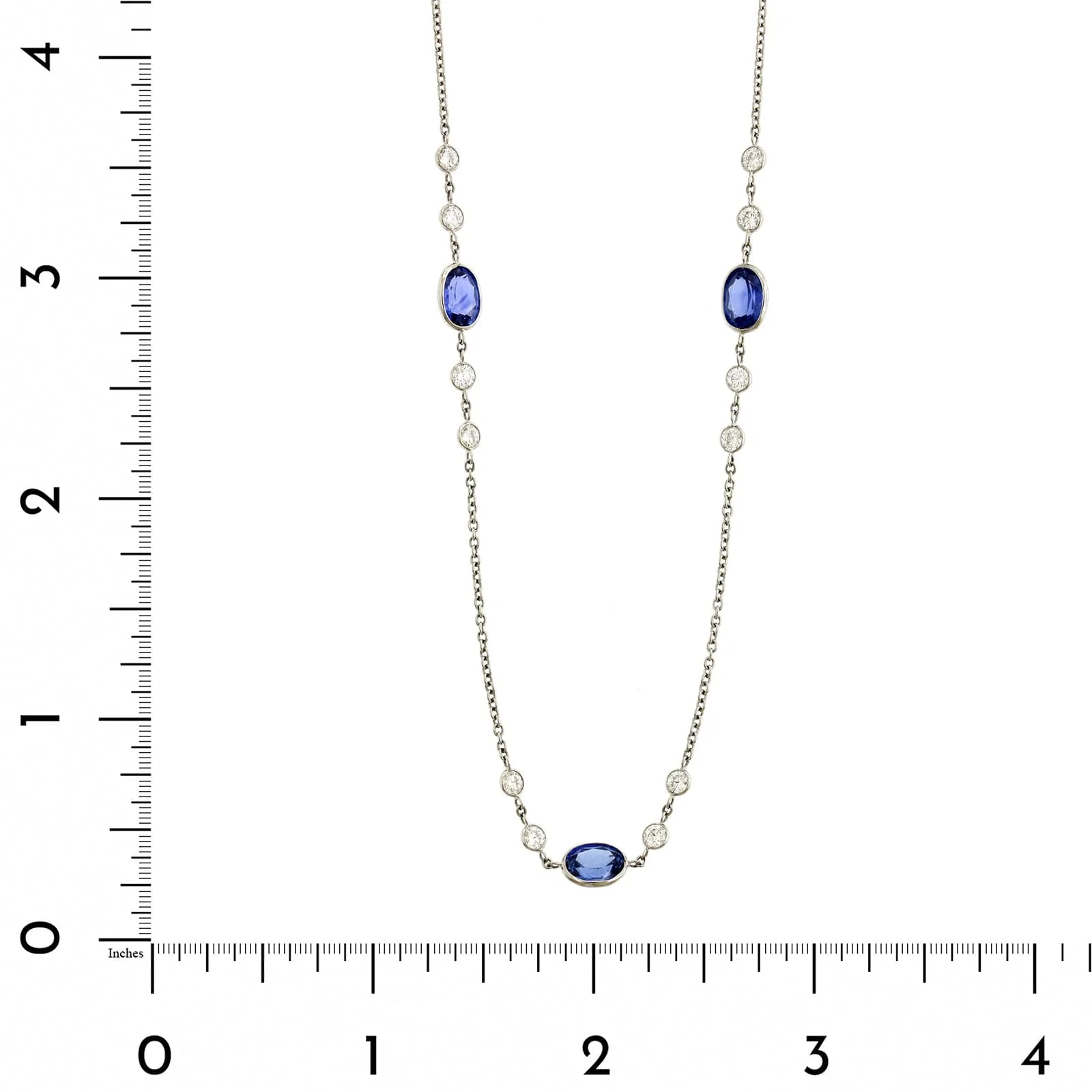 Platinum Blue Sapphire and Diamonds By The Yard Necklace - Image 4