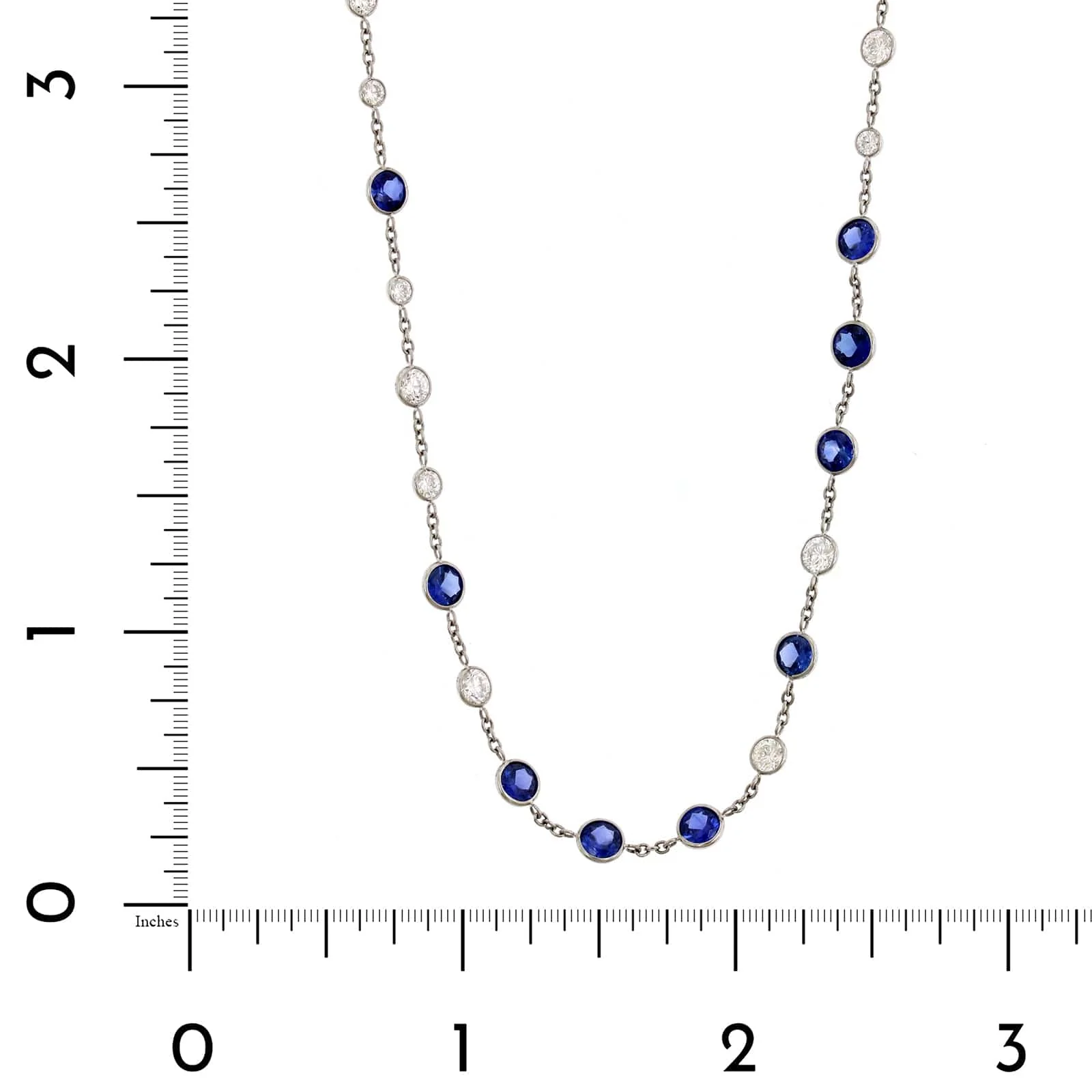 Platinum Blue Sapphire and Diamonds By The Yard Necklace - Image 3