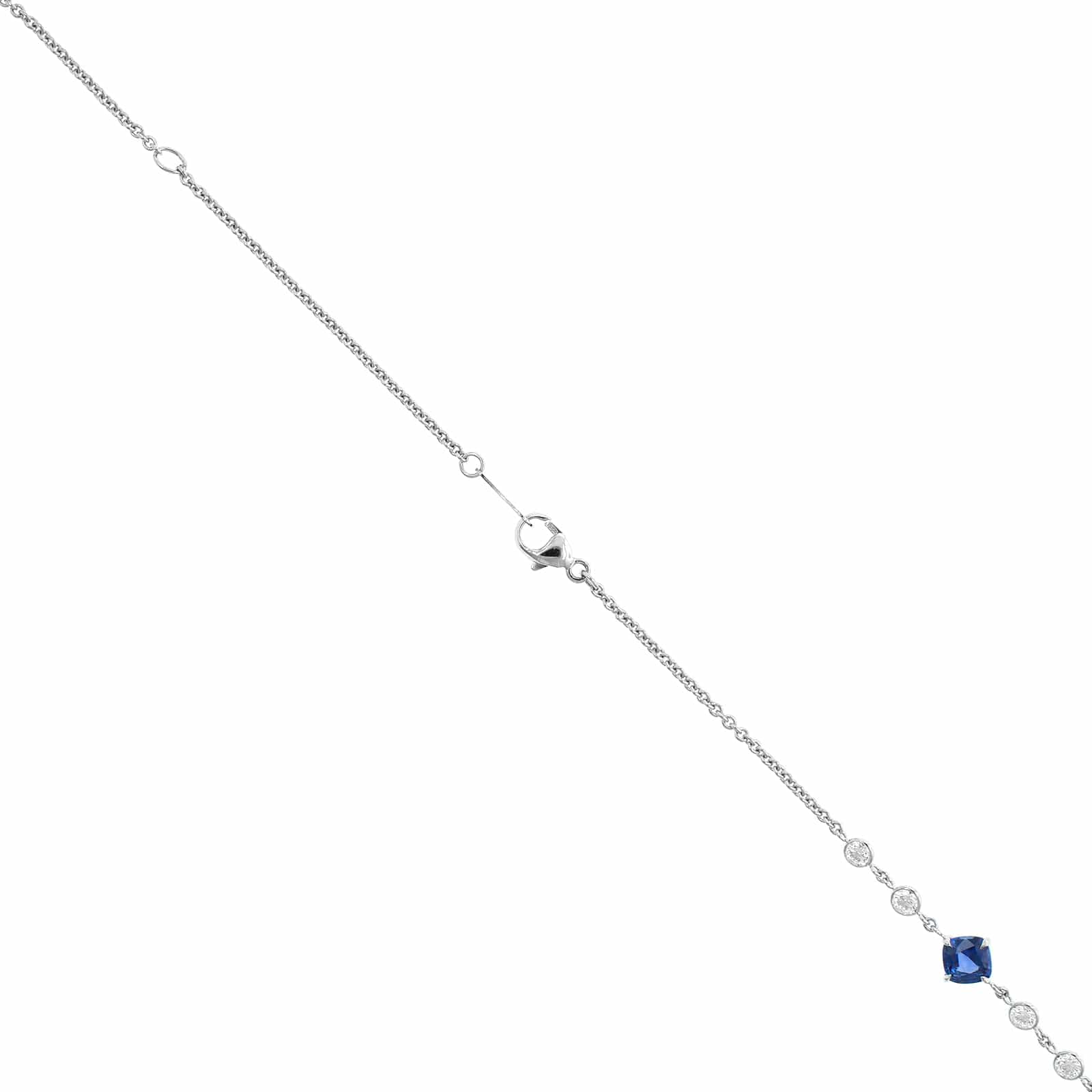 Platinum Cushion Cut Sapphire and Diamond By The Yard Necklace - Image 2