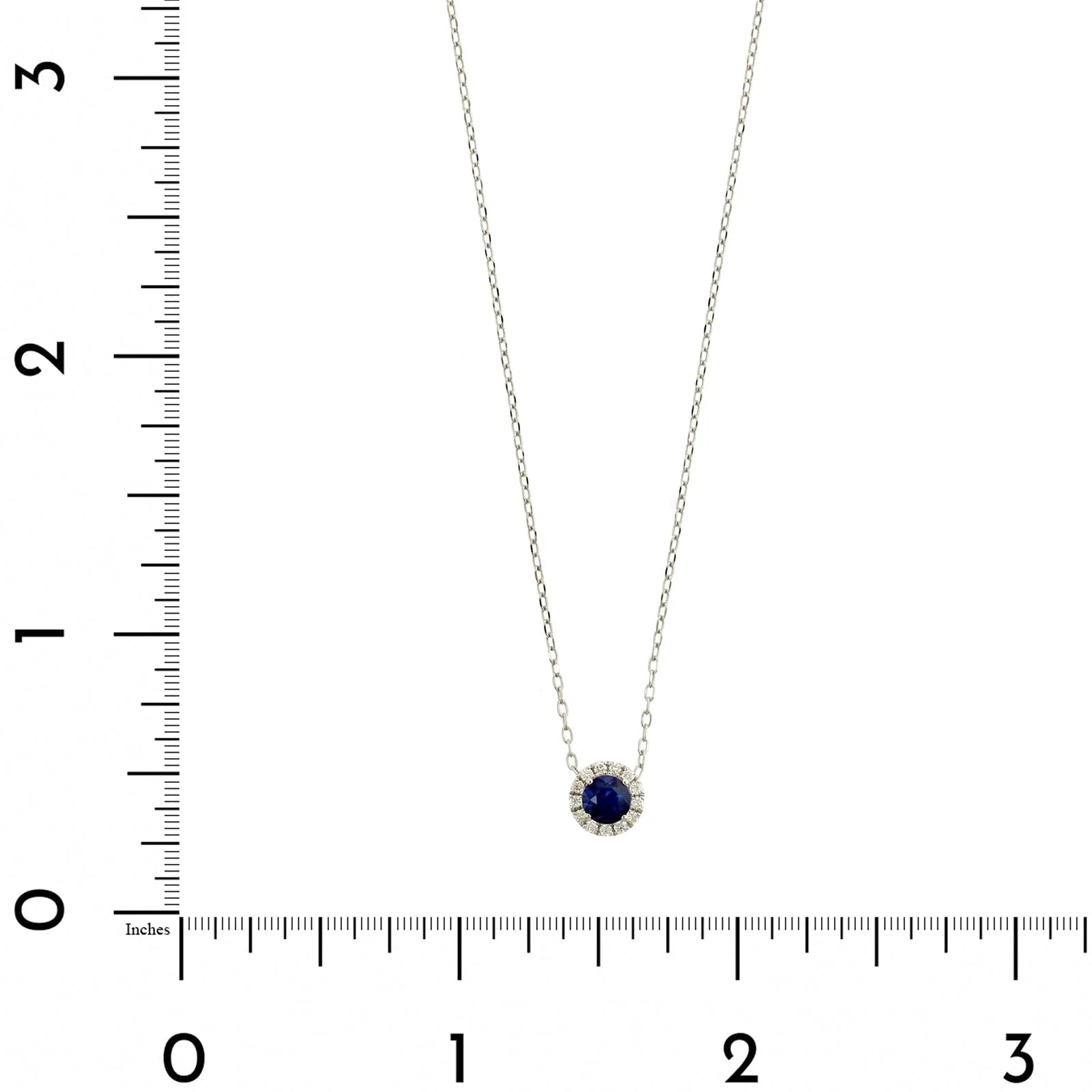 14K White Gold Round Blue Sapphire and Diamond Necklace - Image 3