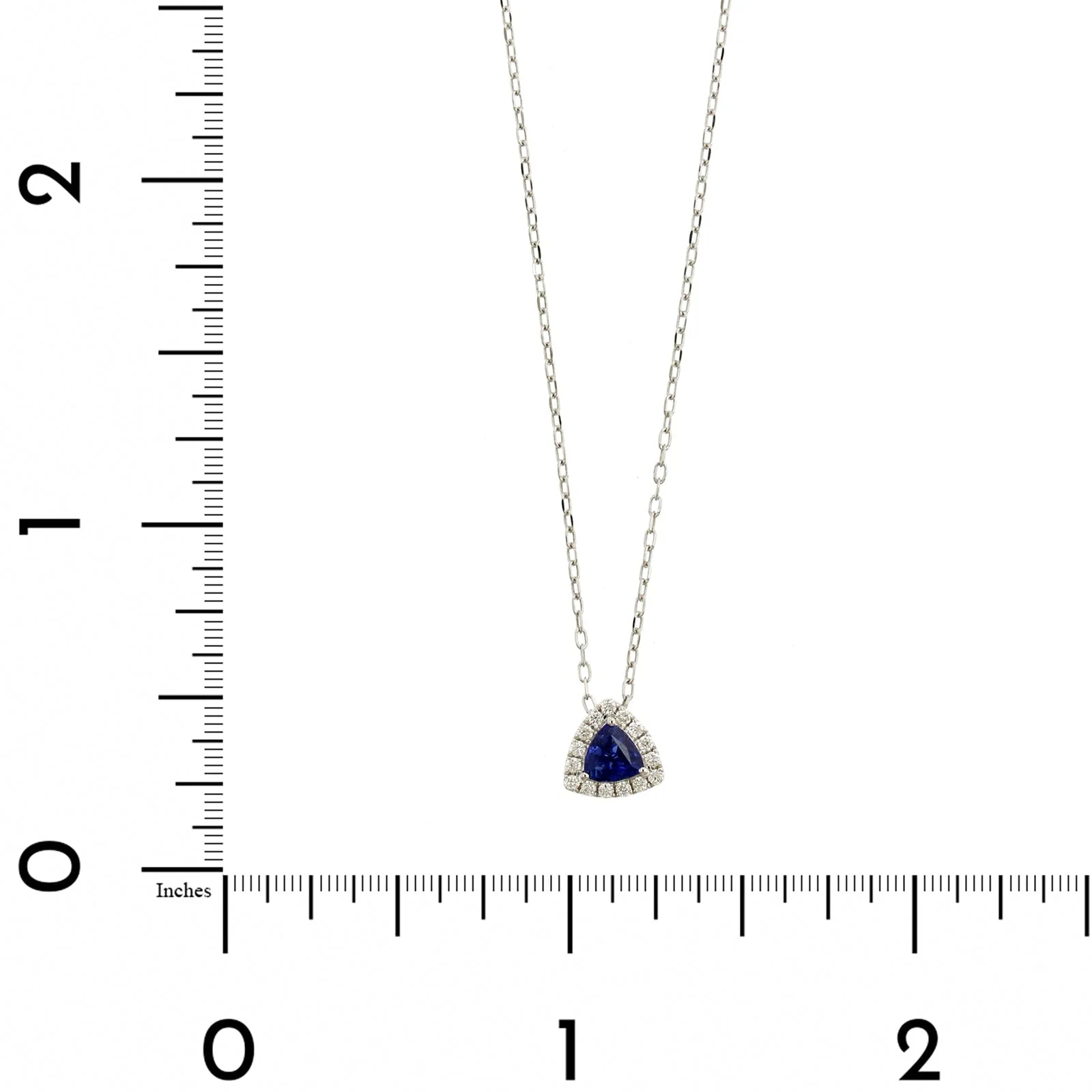 14K White Gold Trillion Cut Blue Sapphire and Diamond Necklace - Image 3