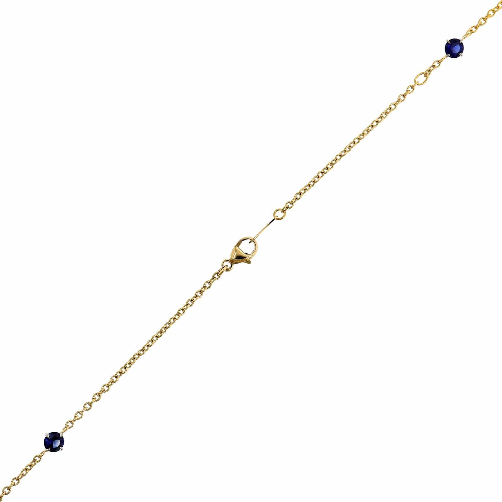 18K Yellow Gold Round Sapphire and Oval Diamond By The Yard Necklace - Image 3