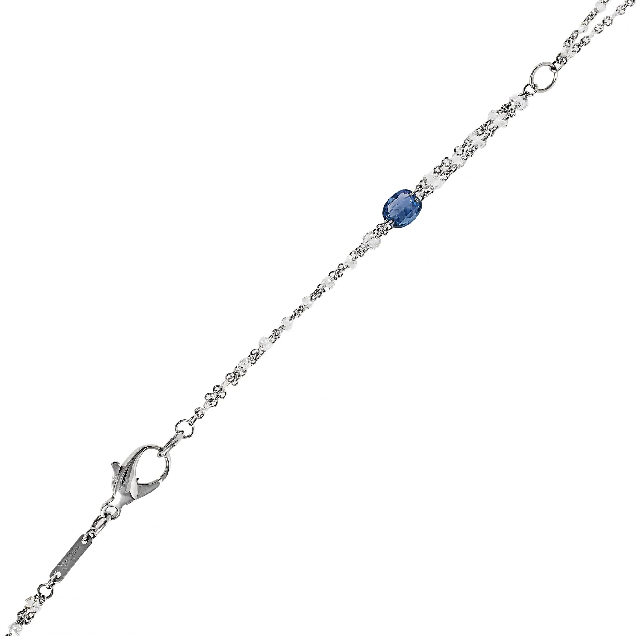 Platinum Multi Shaped Sapphire and Diamond By The Yard Necklace - Image 2