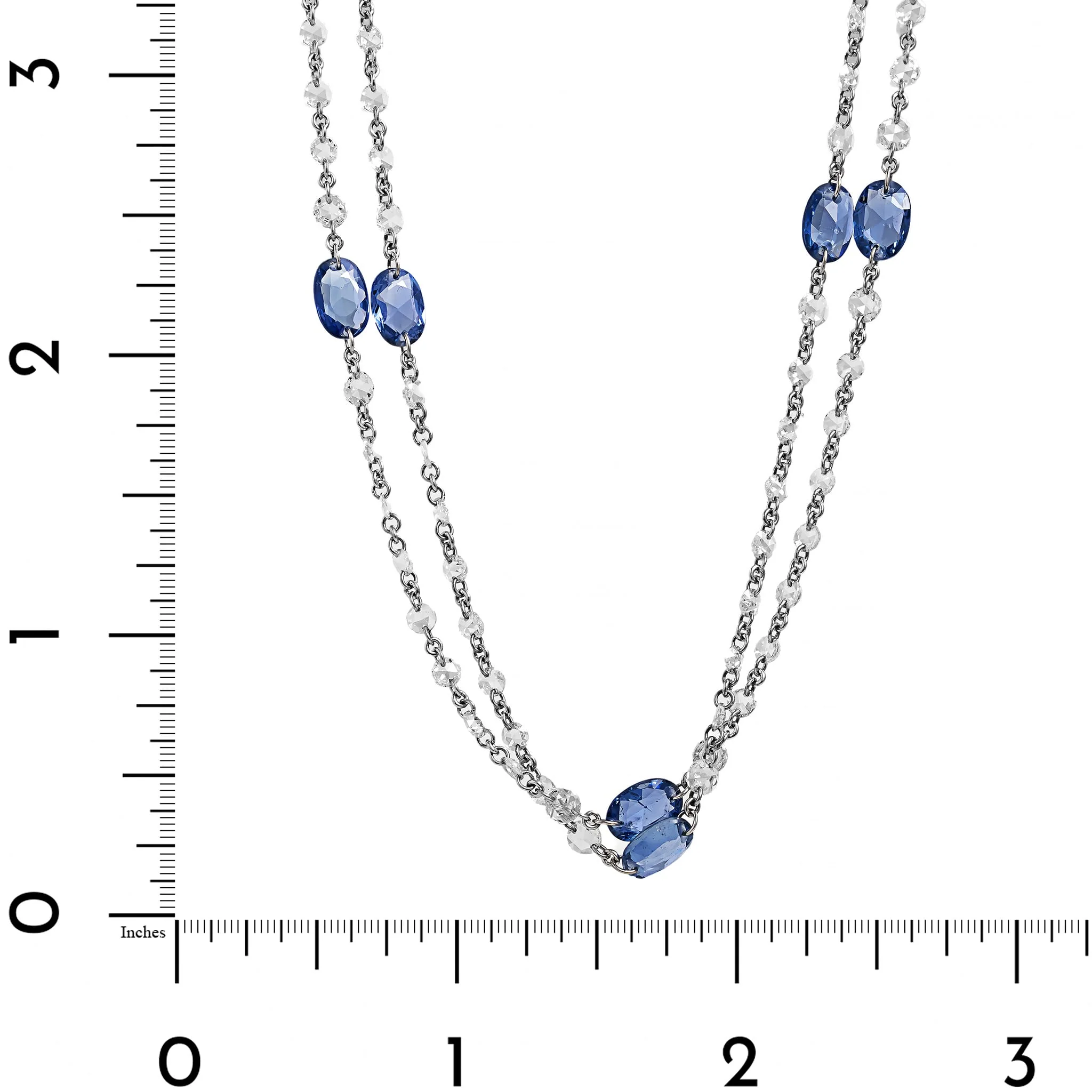 Platinum Multi Shaped Sapphire and Diamond By The Yard Necklace - Image 3