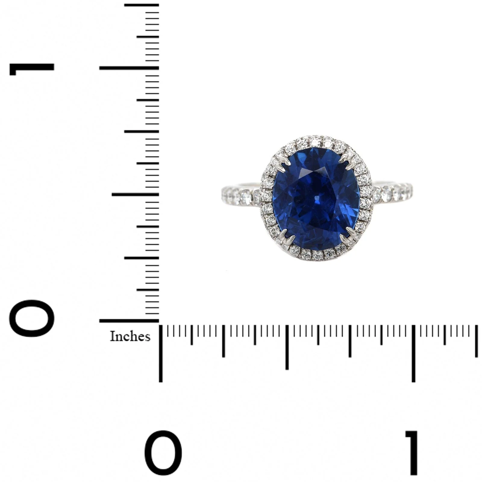 Platinum Oval Blue Sapphire and Diamond Ring - Image 4