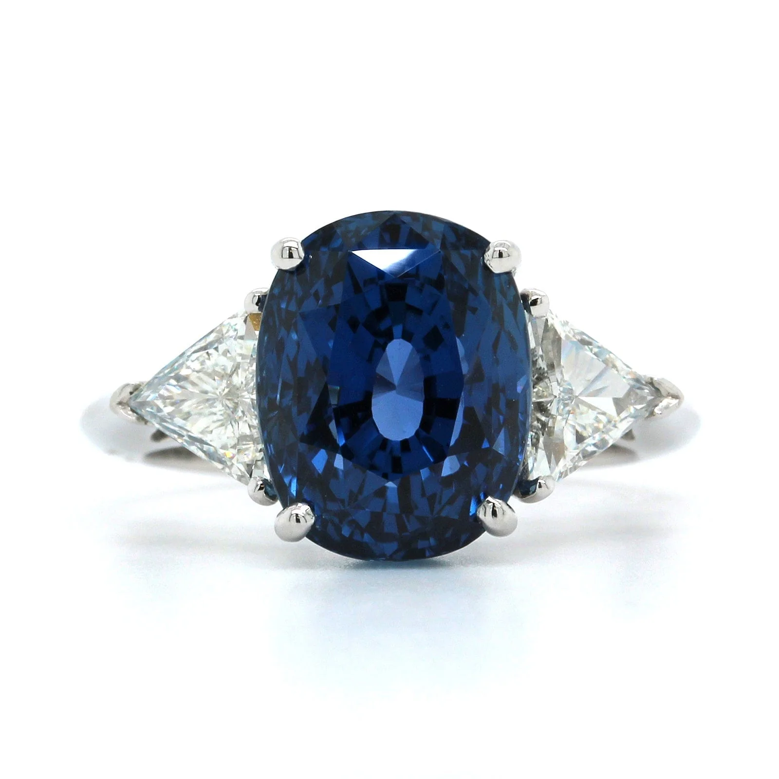 Platinum Oval Sapphire 3 Stone Ring