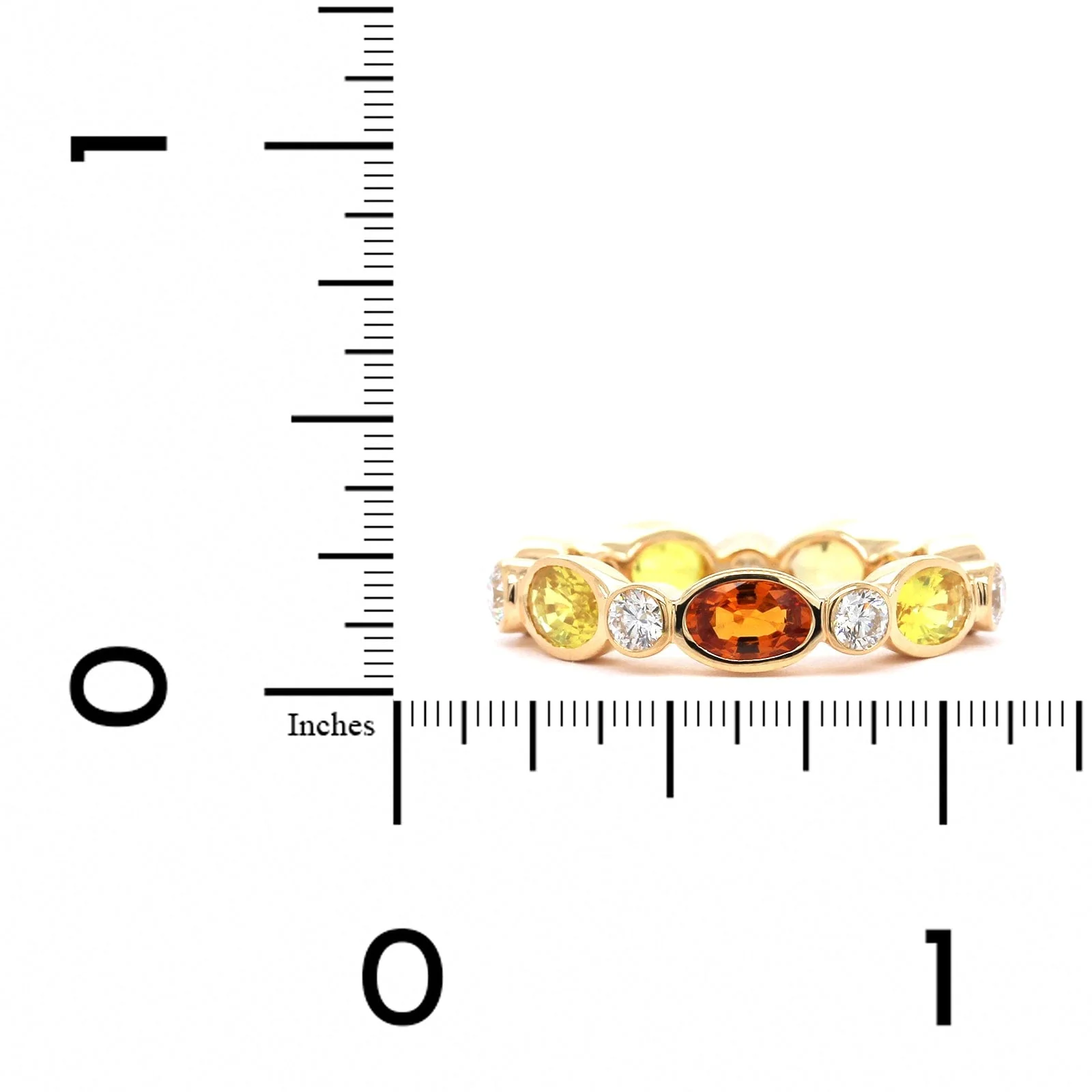 18K Yellow Gold Sapphire & Diamond Marbella Stacking Ring - Image 3