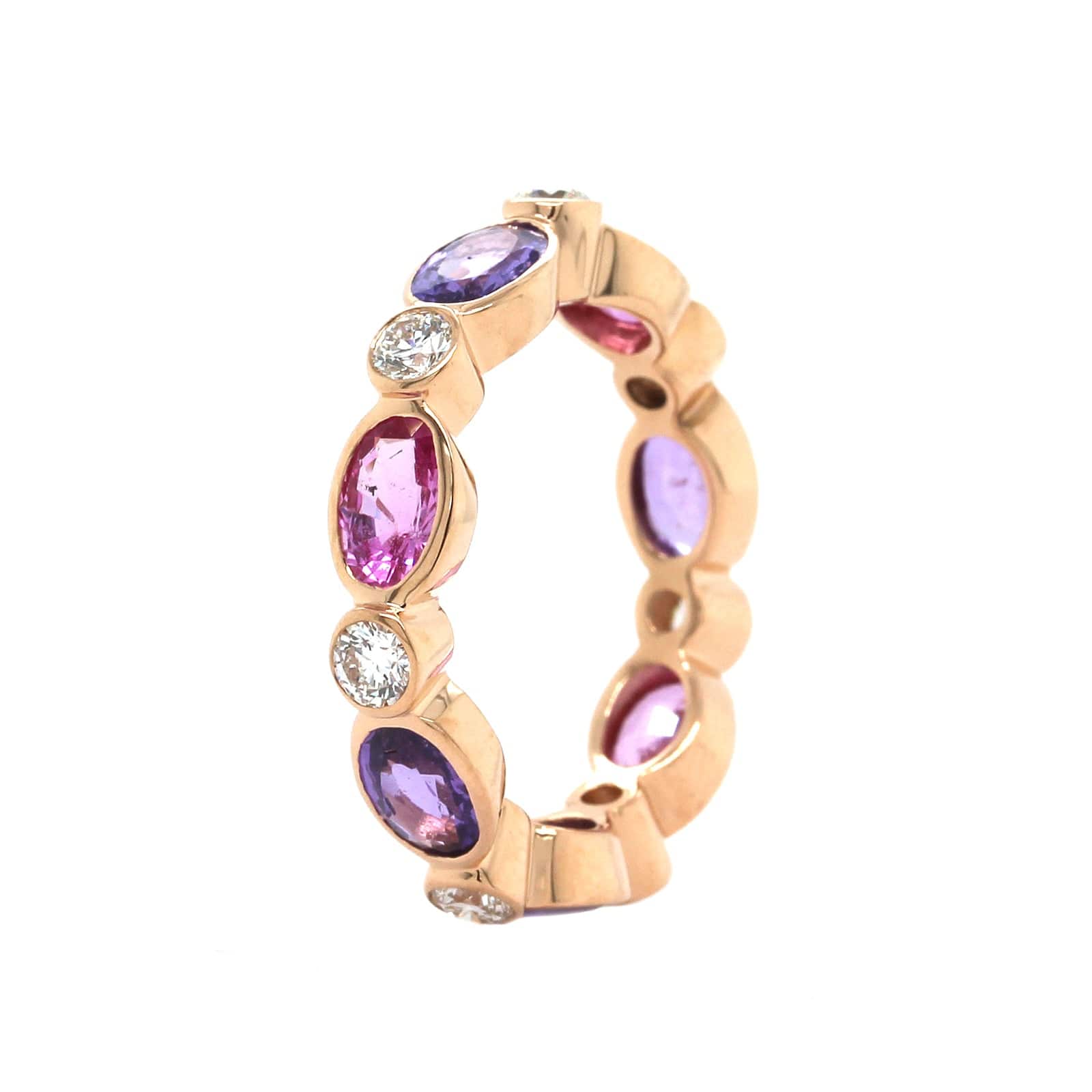 18K Rose Gold Sapphire & Diamond Marbella Stacking Ring - Image 3