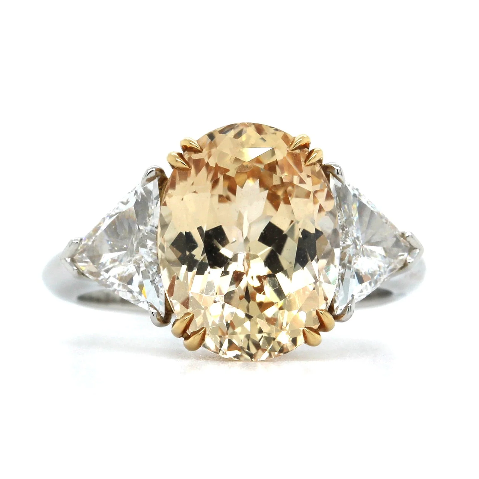 Platinum Oval Peach Sapphire & Diamond Ring
