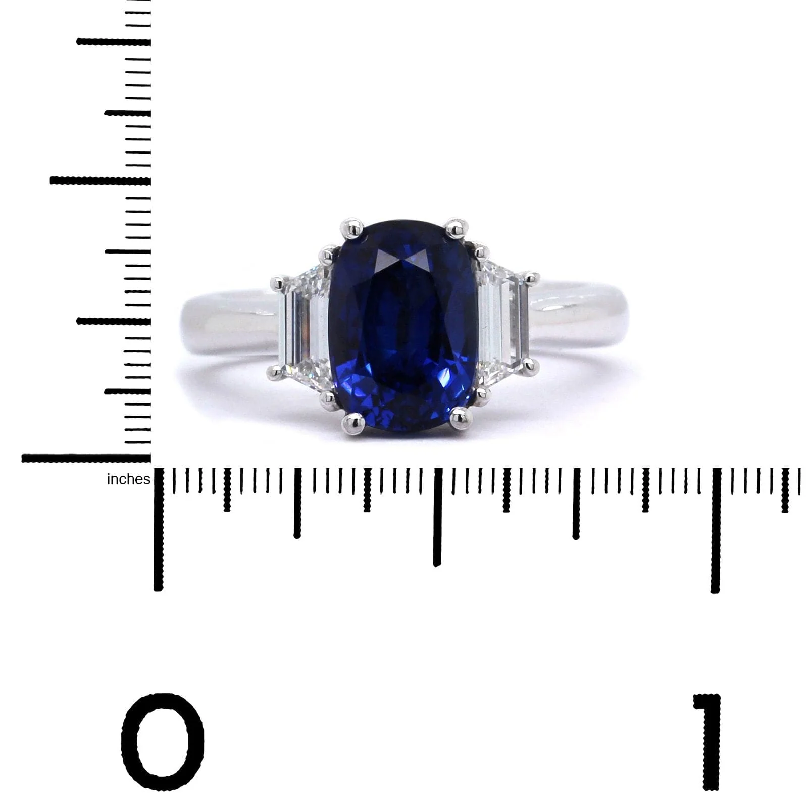Platinum Oval Sapphire with Diamond Ring - Image 3