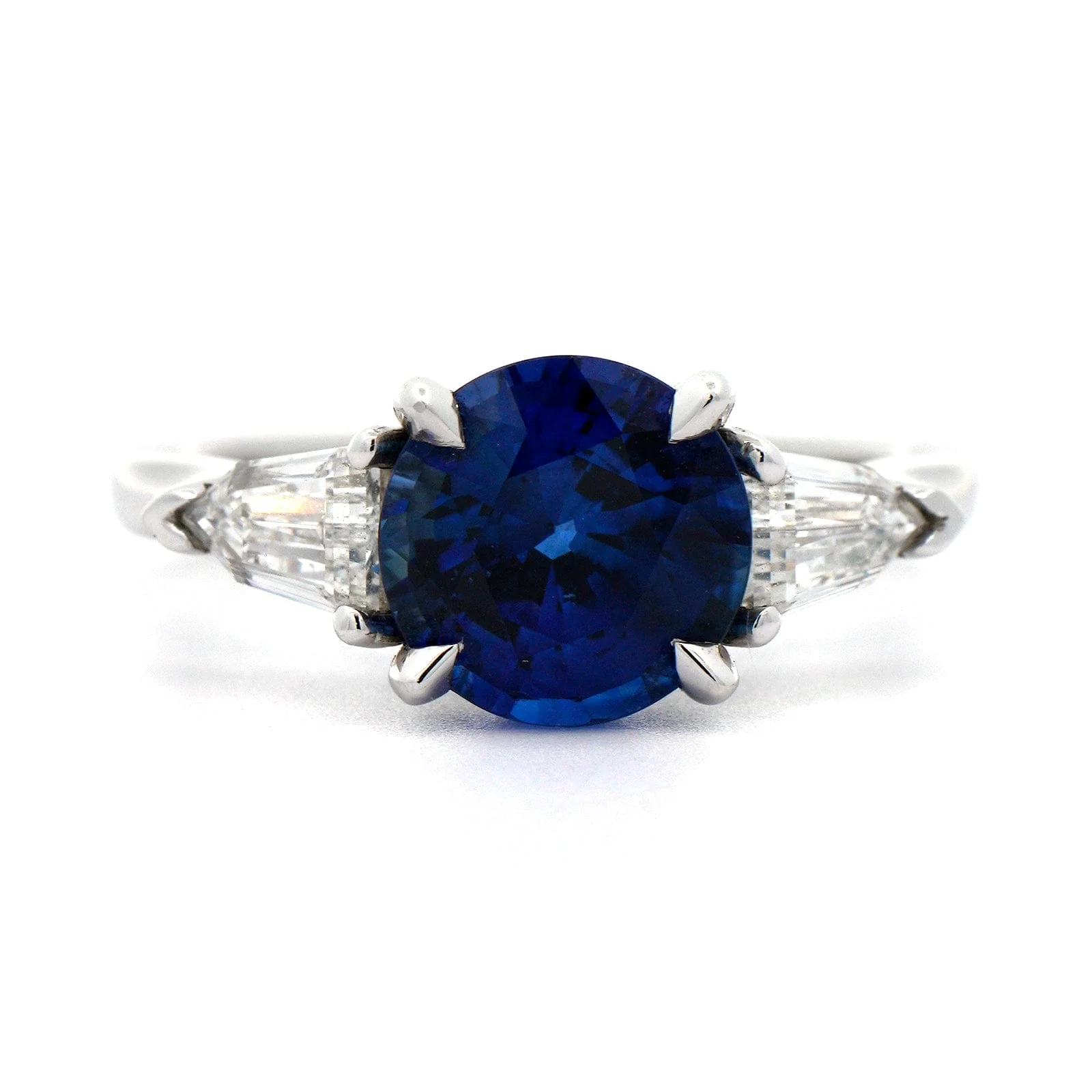 Platinum 4 Prong Sapphire and Diamond Ring
