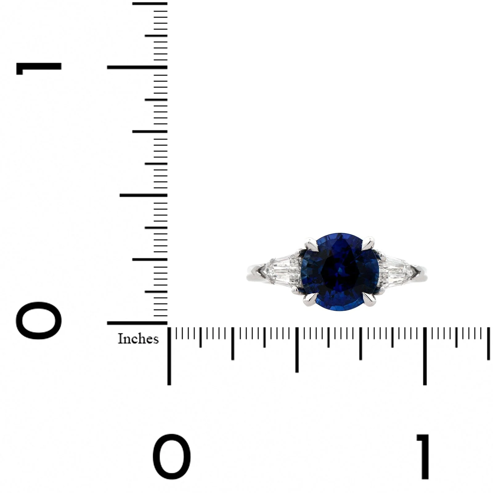 Platinum 4 Prong Sapphire and Diamond Ring - Image 3