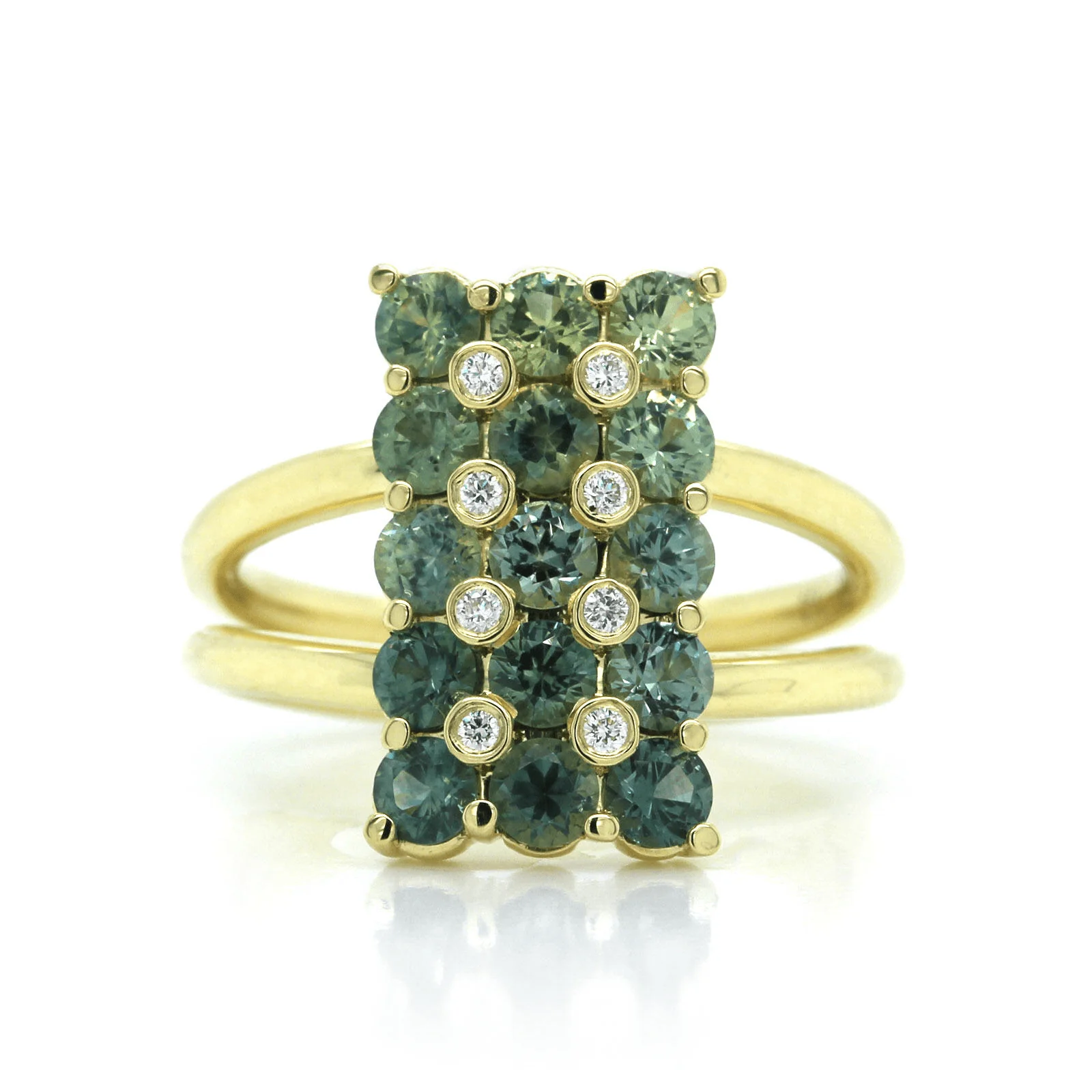 18K Yellow Gold Sapphire and Diamond Ring