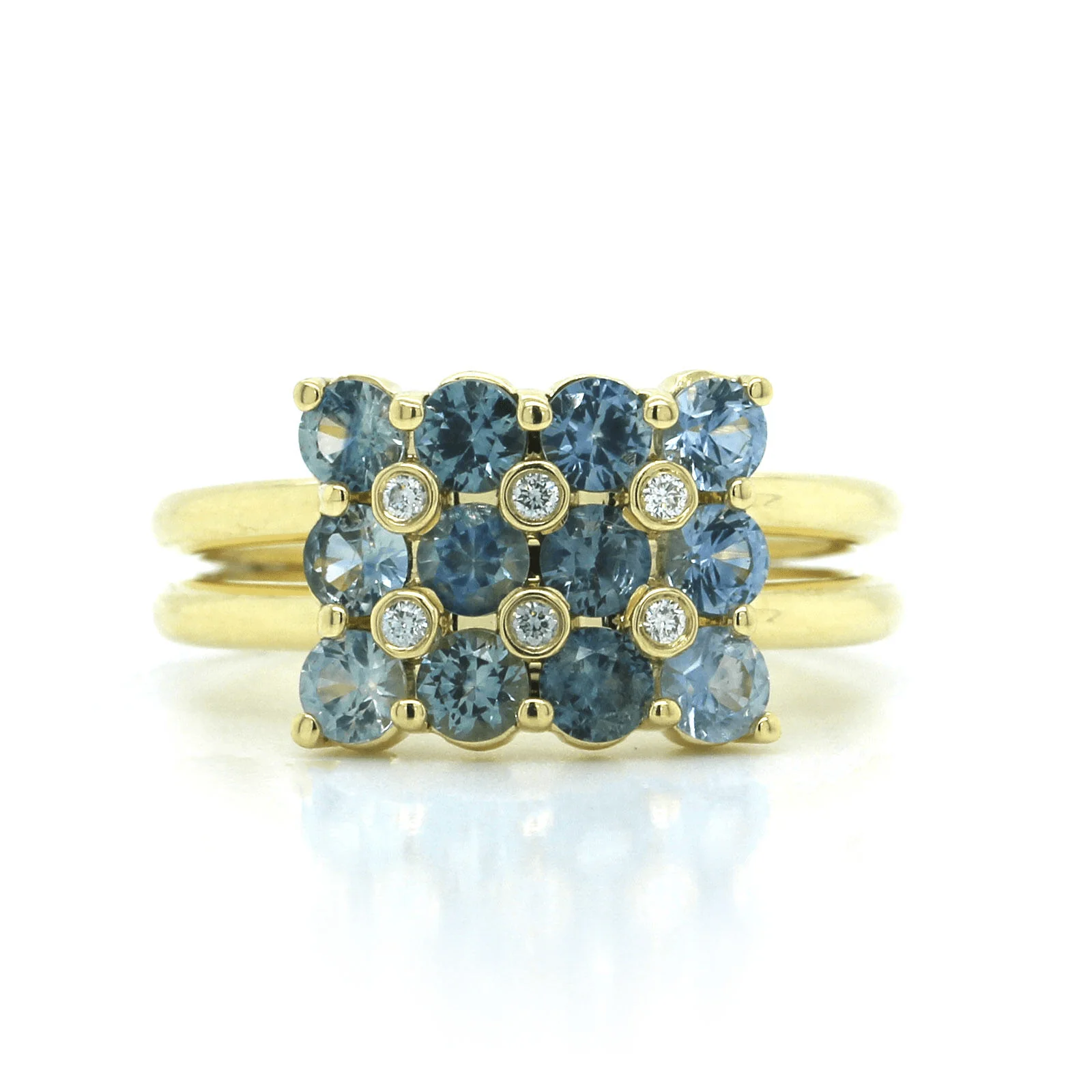 18K Yellow Gold Sapphire and Diamond Ring