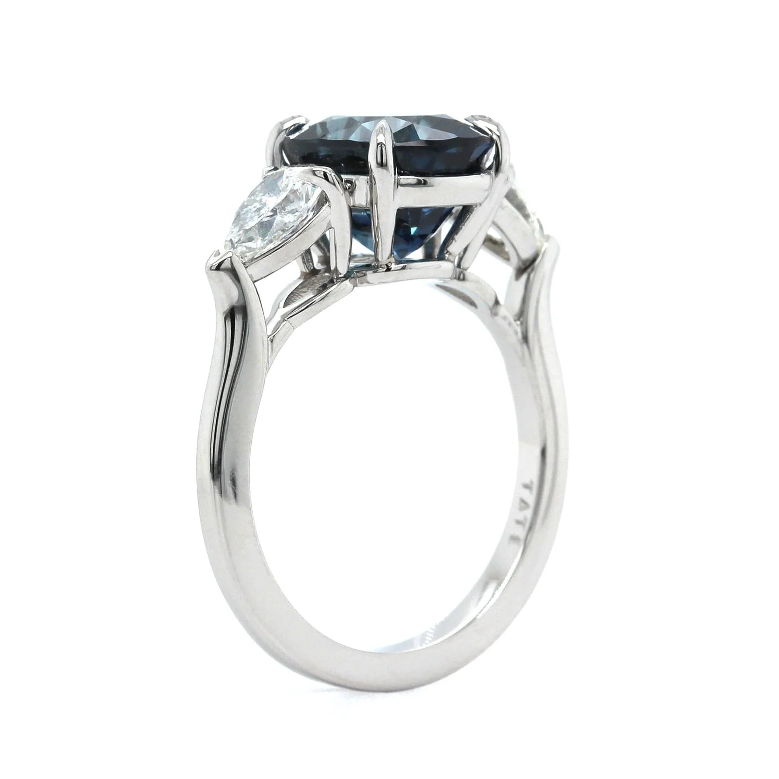 Platinum Cushion Sapphire and Diamond Ring - Image 2
