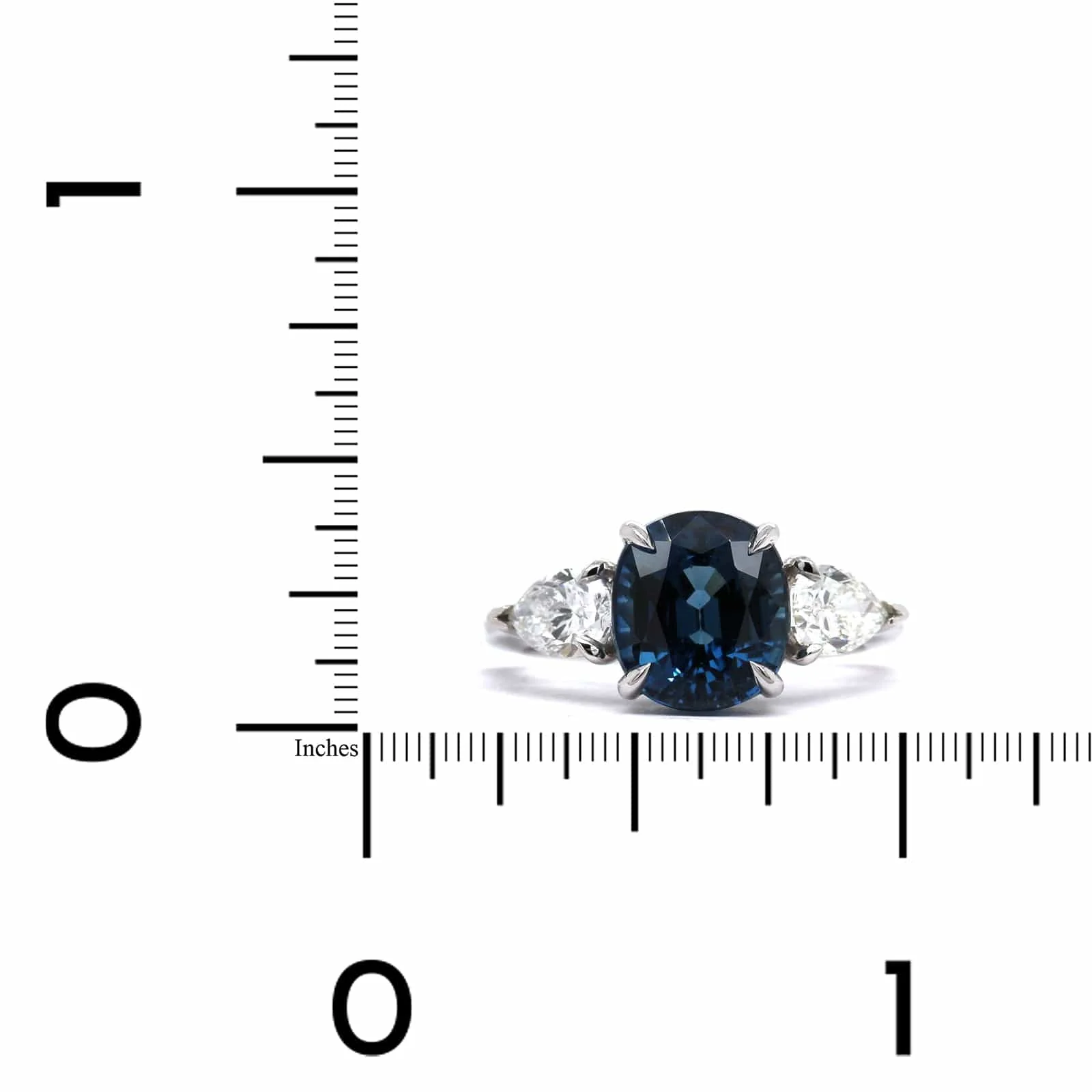 Platinum Cushion Sapphire and Diamond Ring - Image 3
