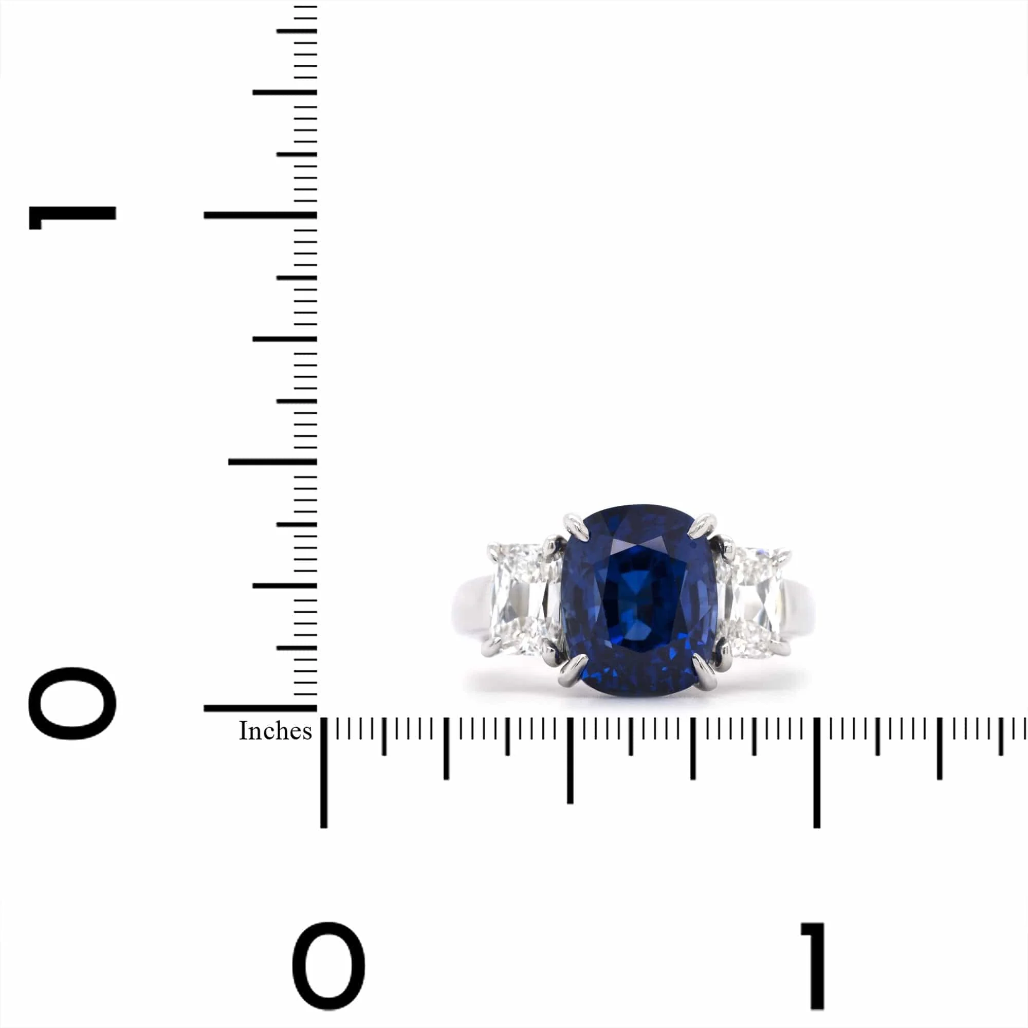 Oscar Heyman Platinum Sapphire and Diamond 3 Stone Ring - Image 4