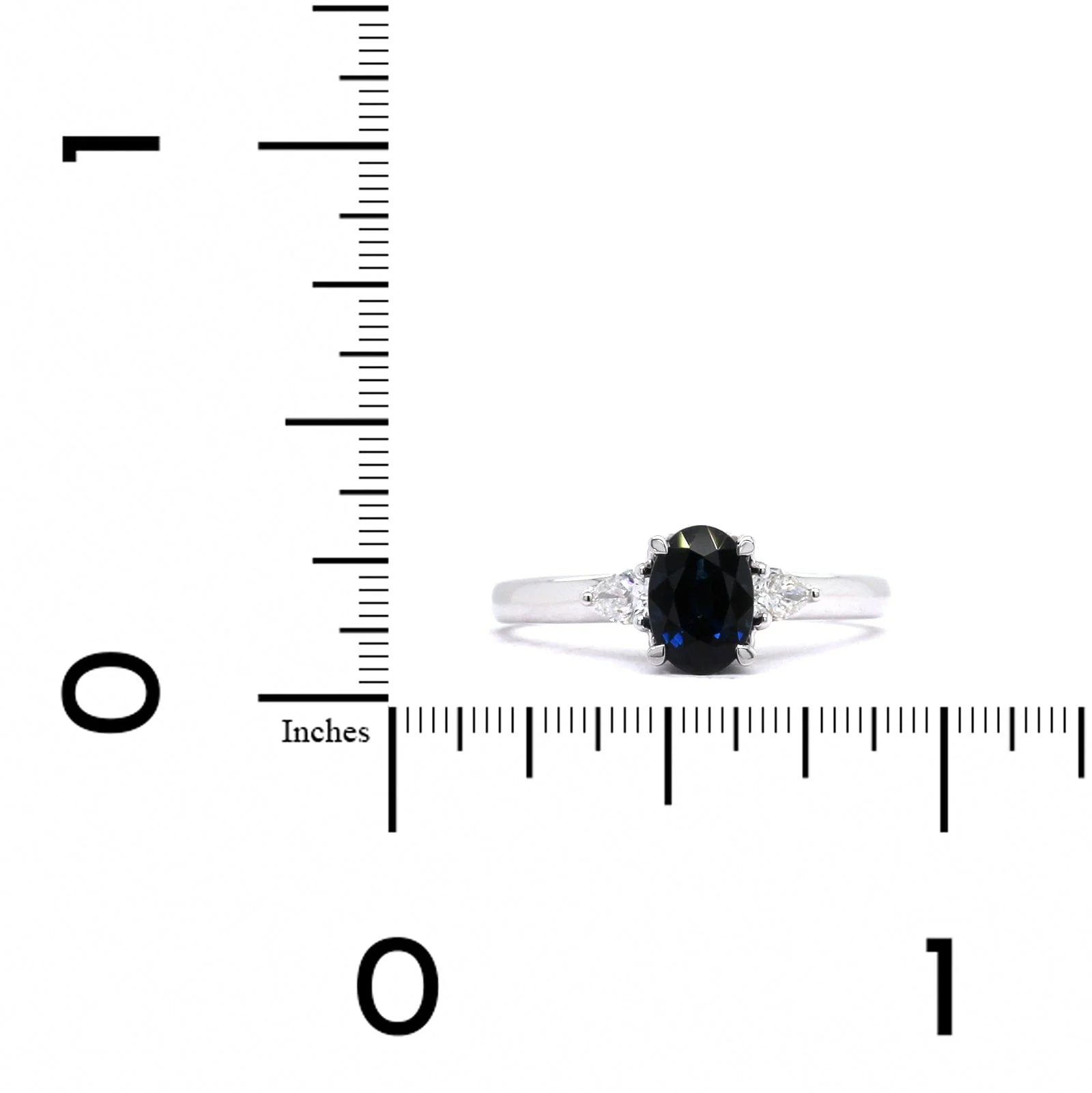 18K White Gold Three Stone Sapphire and Diamond Ring - Image 3