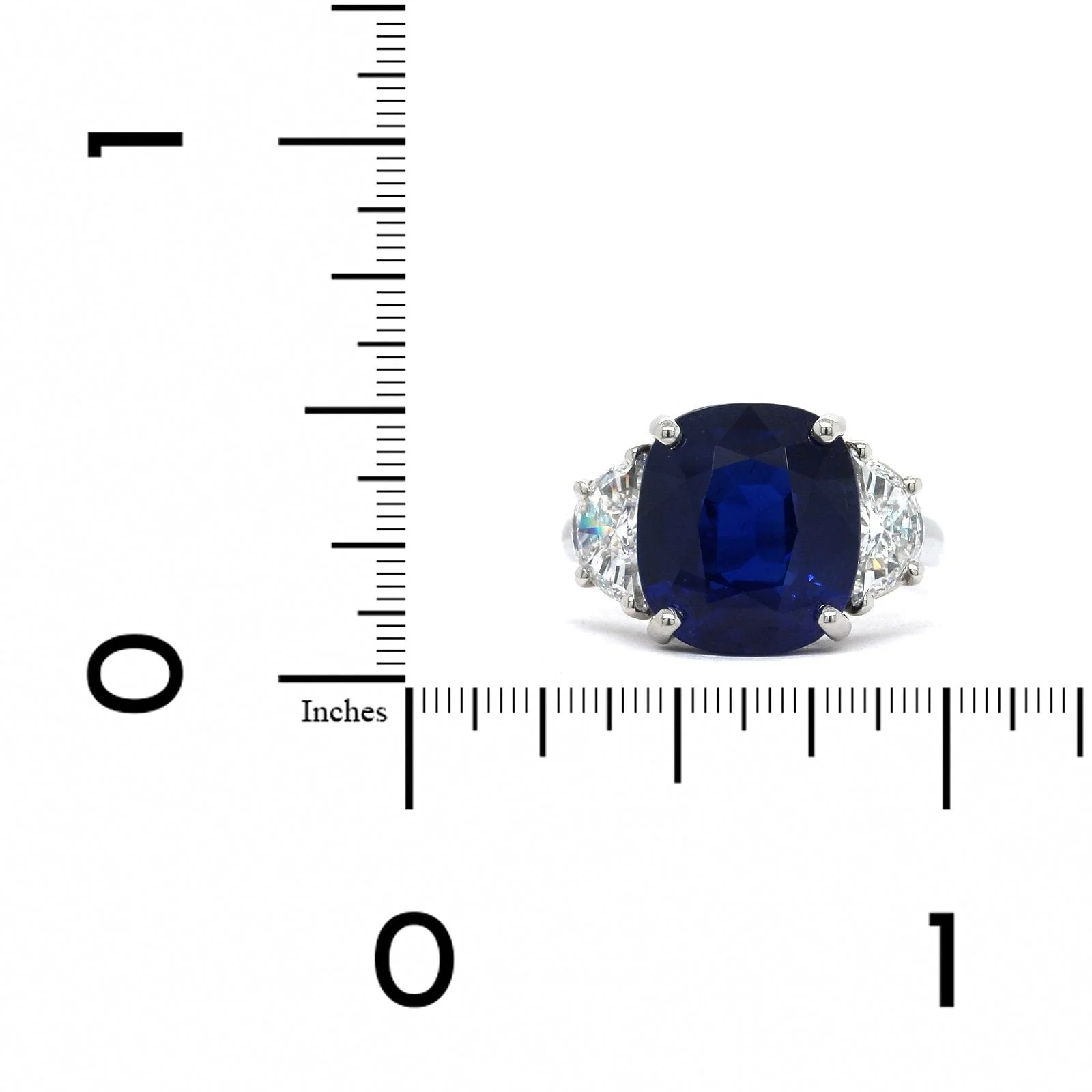 Oscar Heyman Platinum 3 Stone Sapphire and Diamond Ring - Image 3