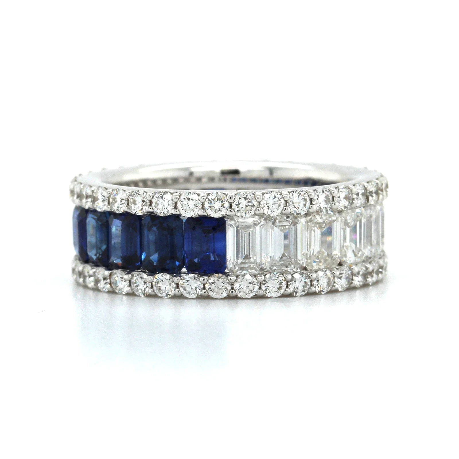 18K White Gold Half Sapphire Half Diamond Eternity Band