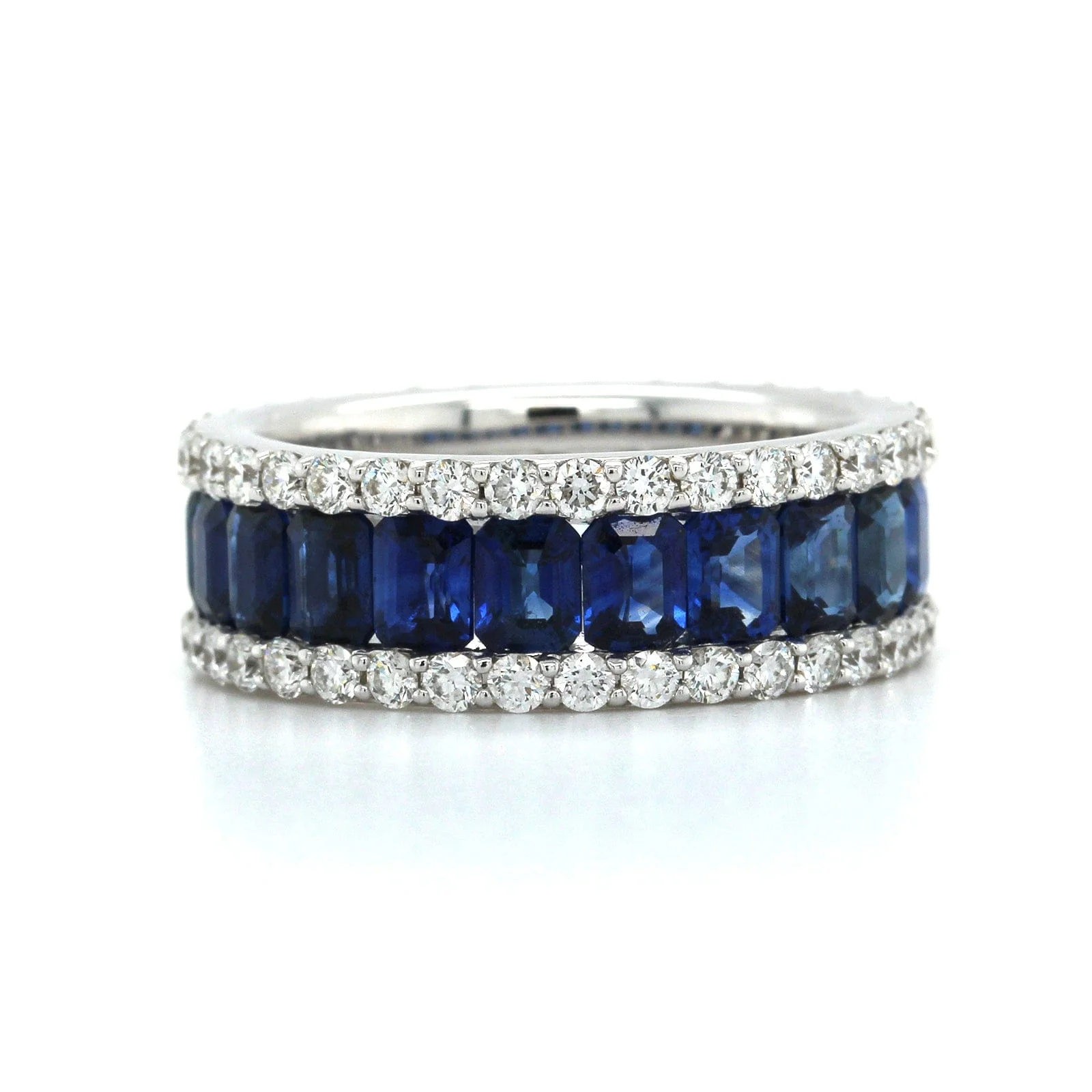 18K White Gold Half Sapphire Half Diamond Eternity Band - Image 3