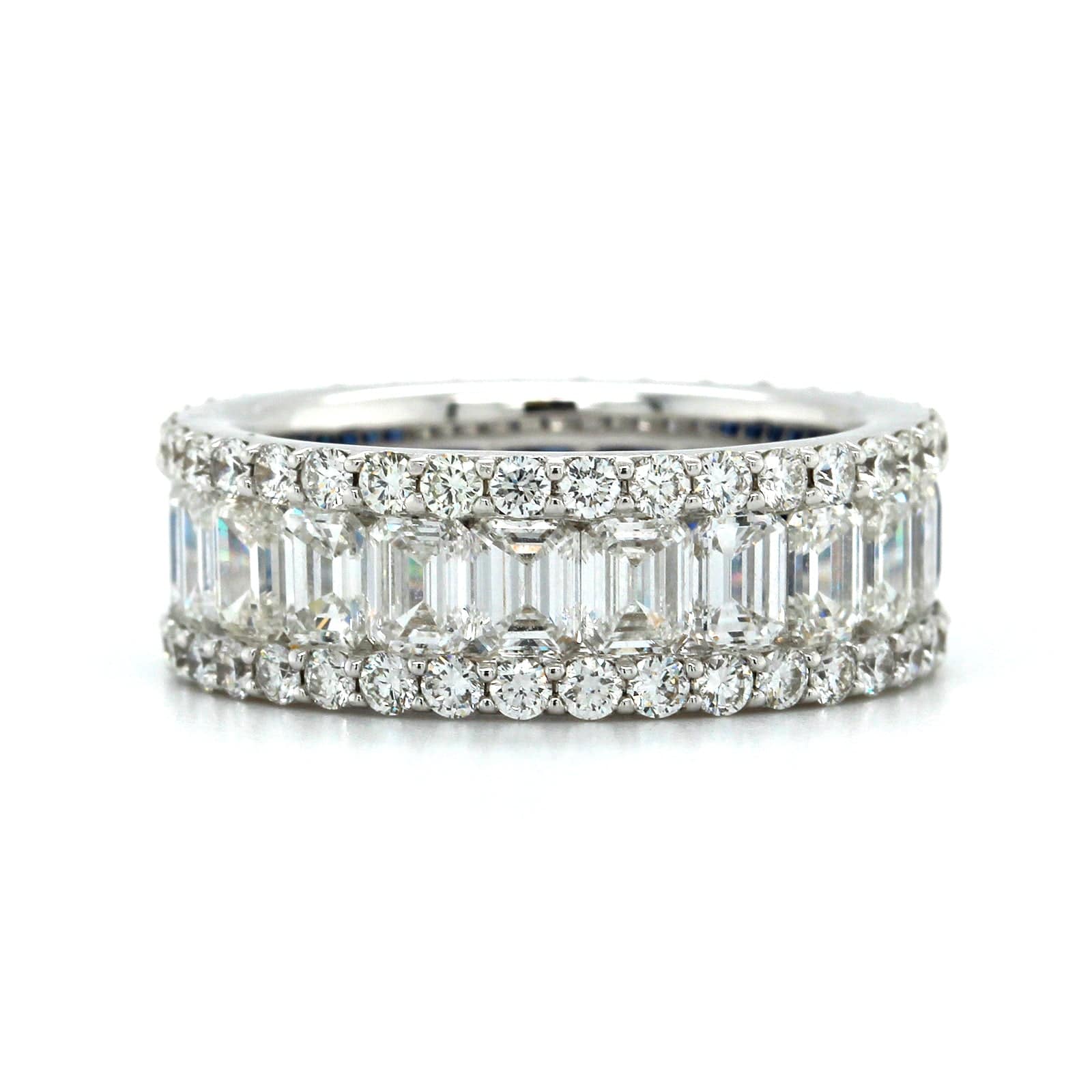 18K White Gold Half Sapphire Half Diamond Eternity Band - Image 4