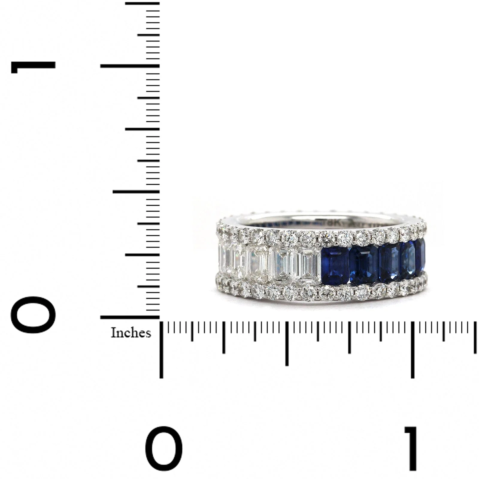 18K White Gold Half Sapphire Half Diamond Eternity Band - Image 6