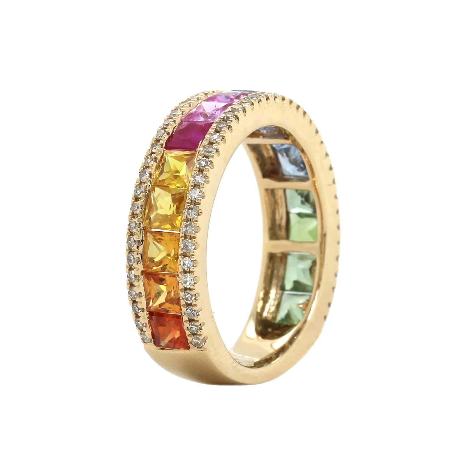 14K Yellow Gold Rainbow Sapphire Ring - Image 2