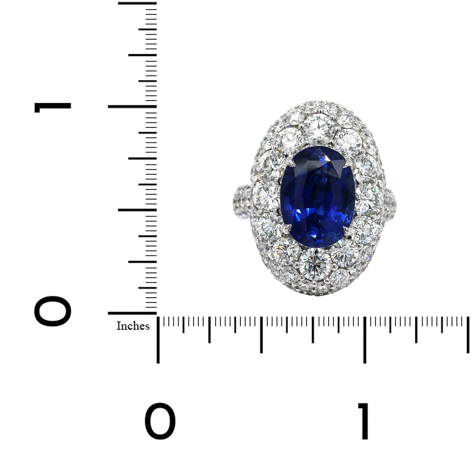 18K White Gold Oval Sapphire Diamond Ring - Image 3