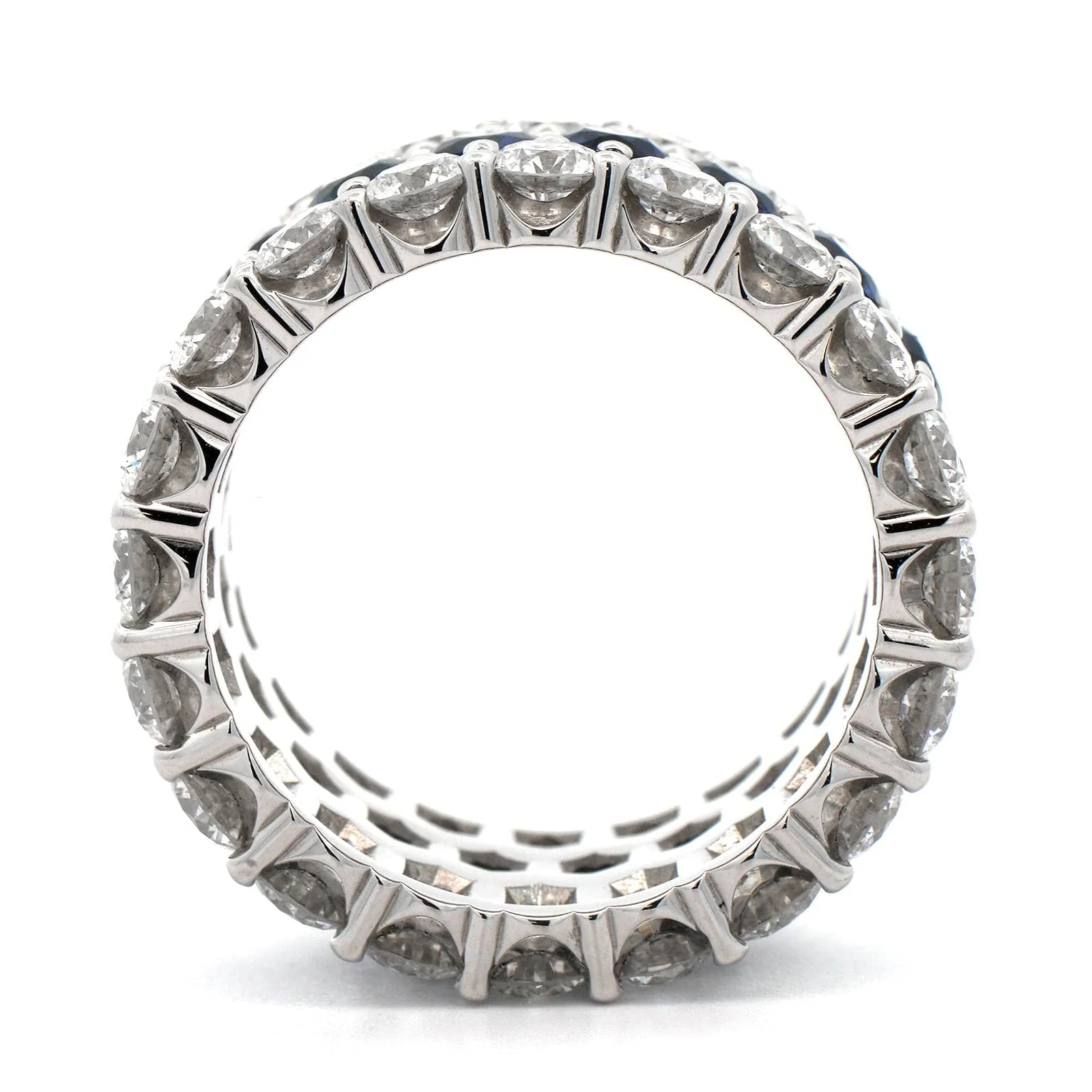 Platinum 3 Row Diamond and Sapphire Eternity Band - Image 3