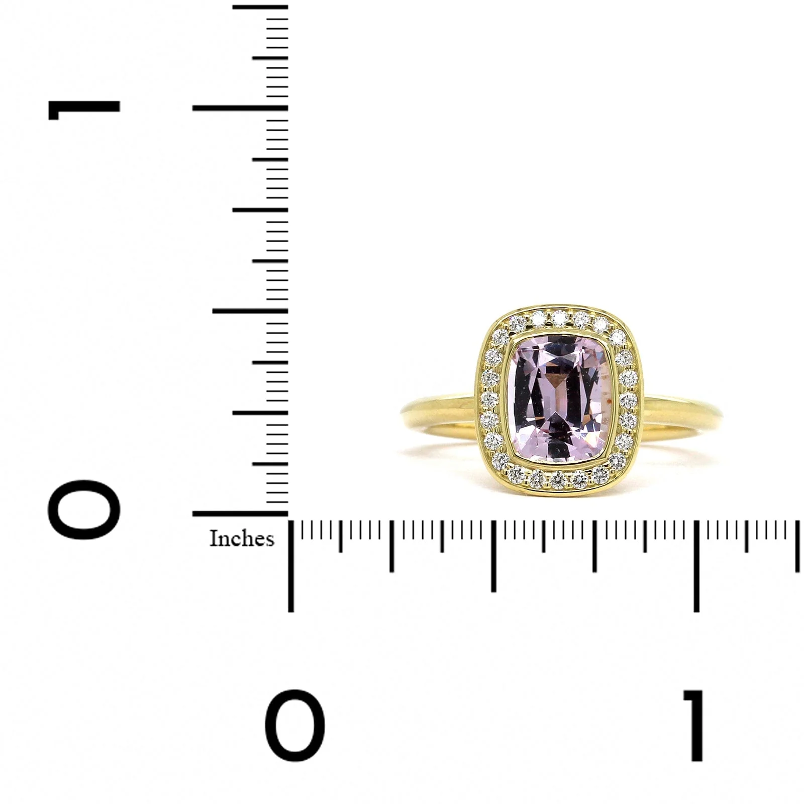 18K Yellow Gold Pink Sapphire Diamond Halo Ring - Image 4