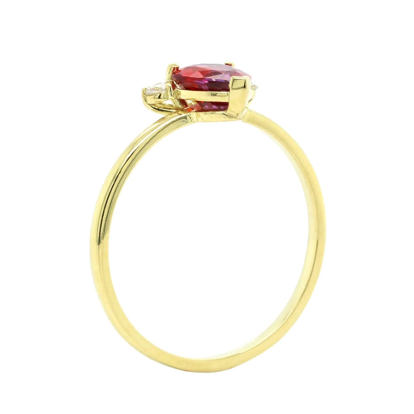 18K Yellow Gold Pink Purple Sapphire Diamond Ring - Image 3