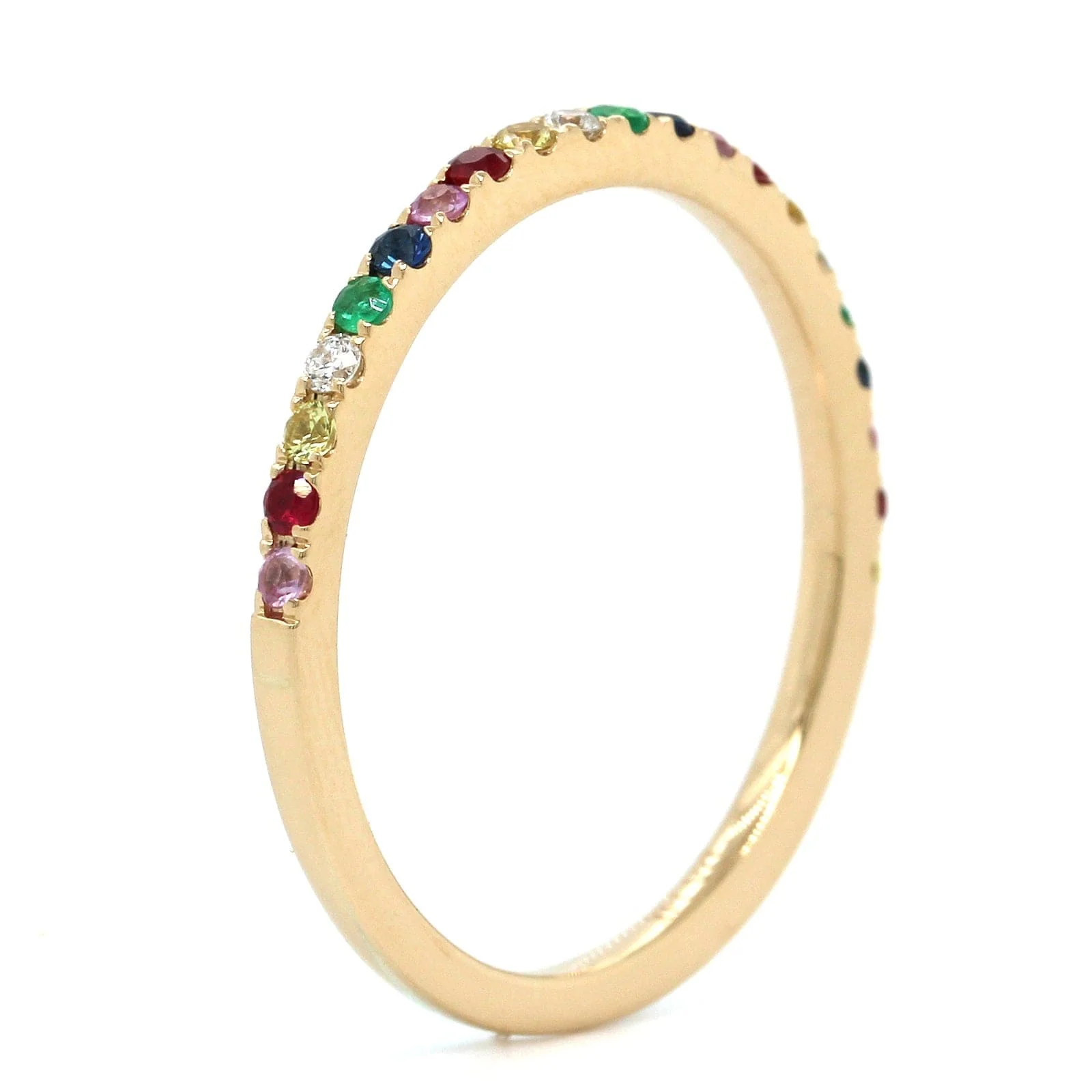 14K Yellow Gold Rainbow Sapphire Diamond Ring - Image 2