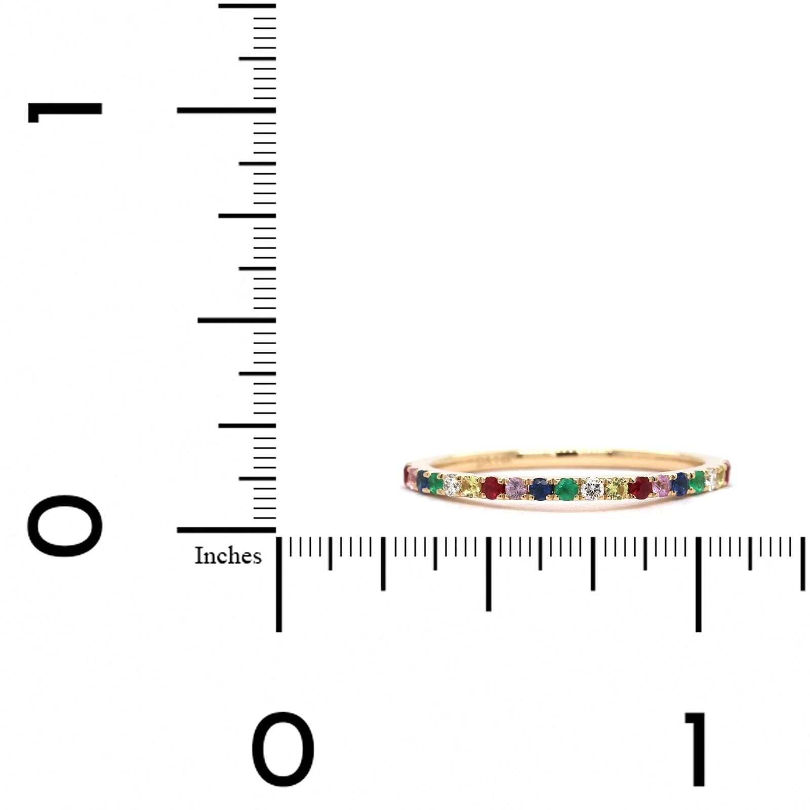 14K Yellow Gold Rainbow Sapphire Diamond Ring - Image 3