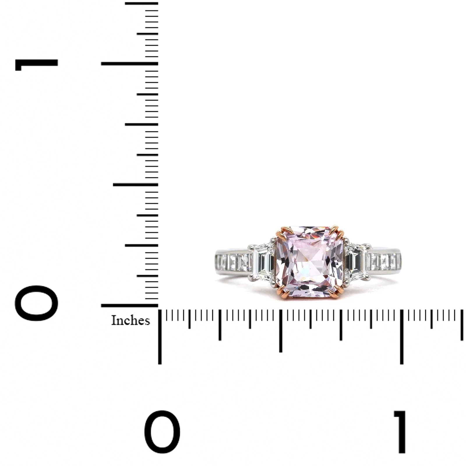 Platinum Radiant Pink Sapphire Diamond Ring - Image 3