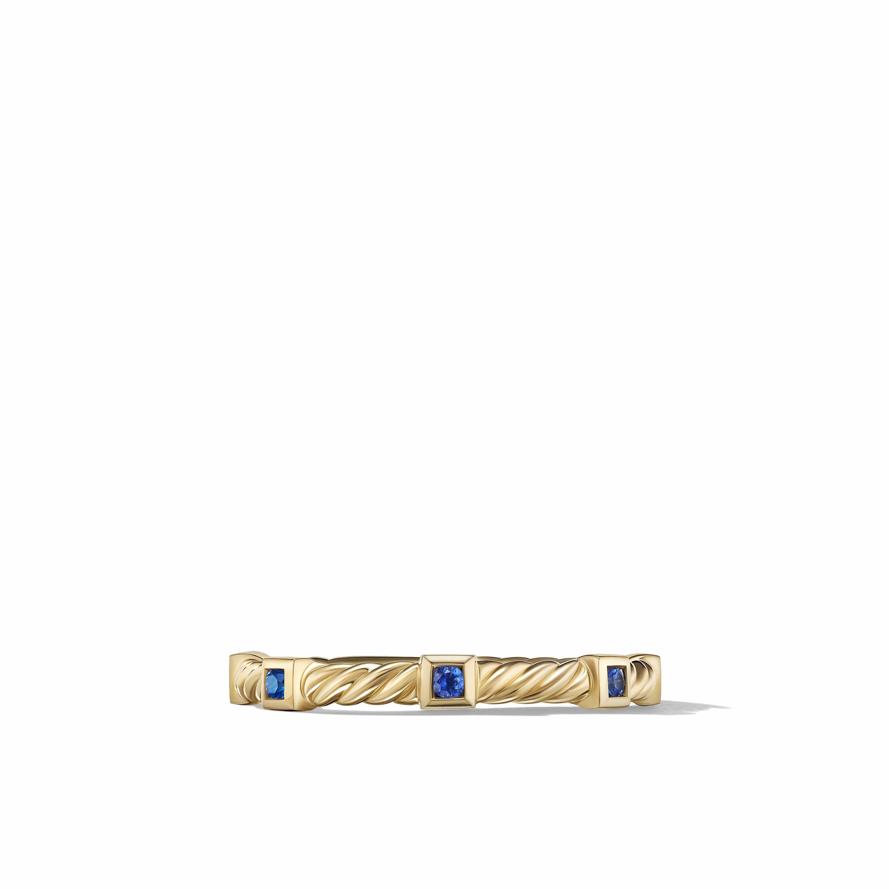 Cable Collectibles® Stack Ring in 18K Yellow Gold with Blue Sapphires - Image 3