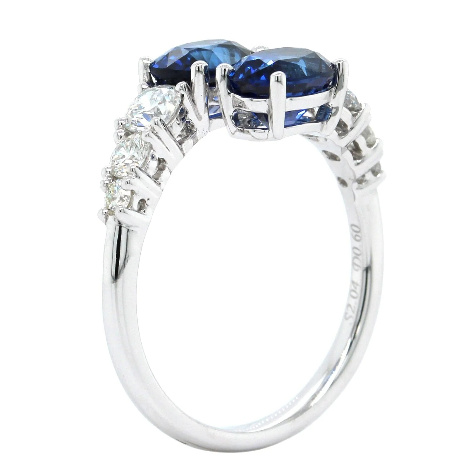 14K White Gold Bypass Sapphire and Diamond Ring - Image 2