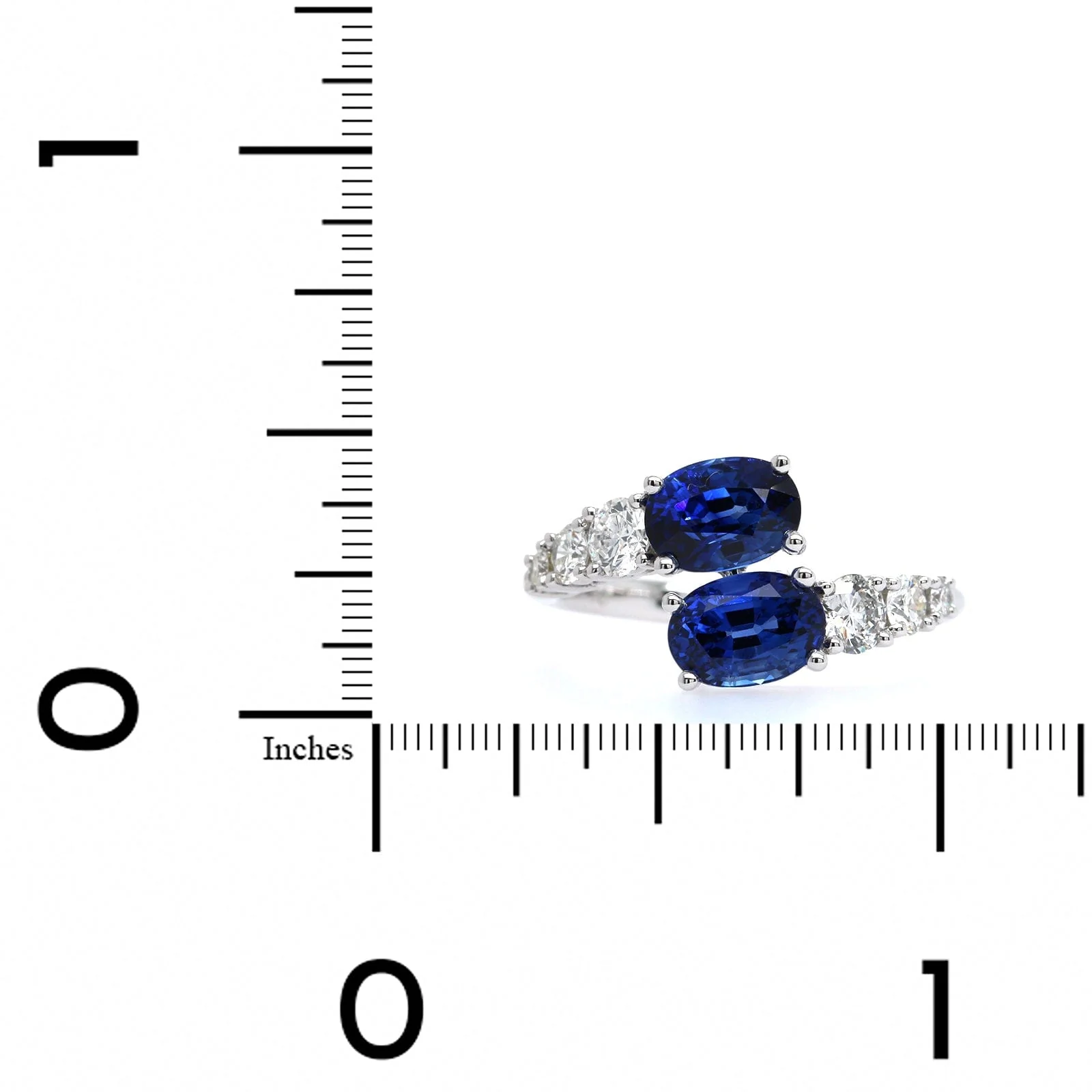 14K White Gold Bypass Sapphire and Diamond Ring - Image 3