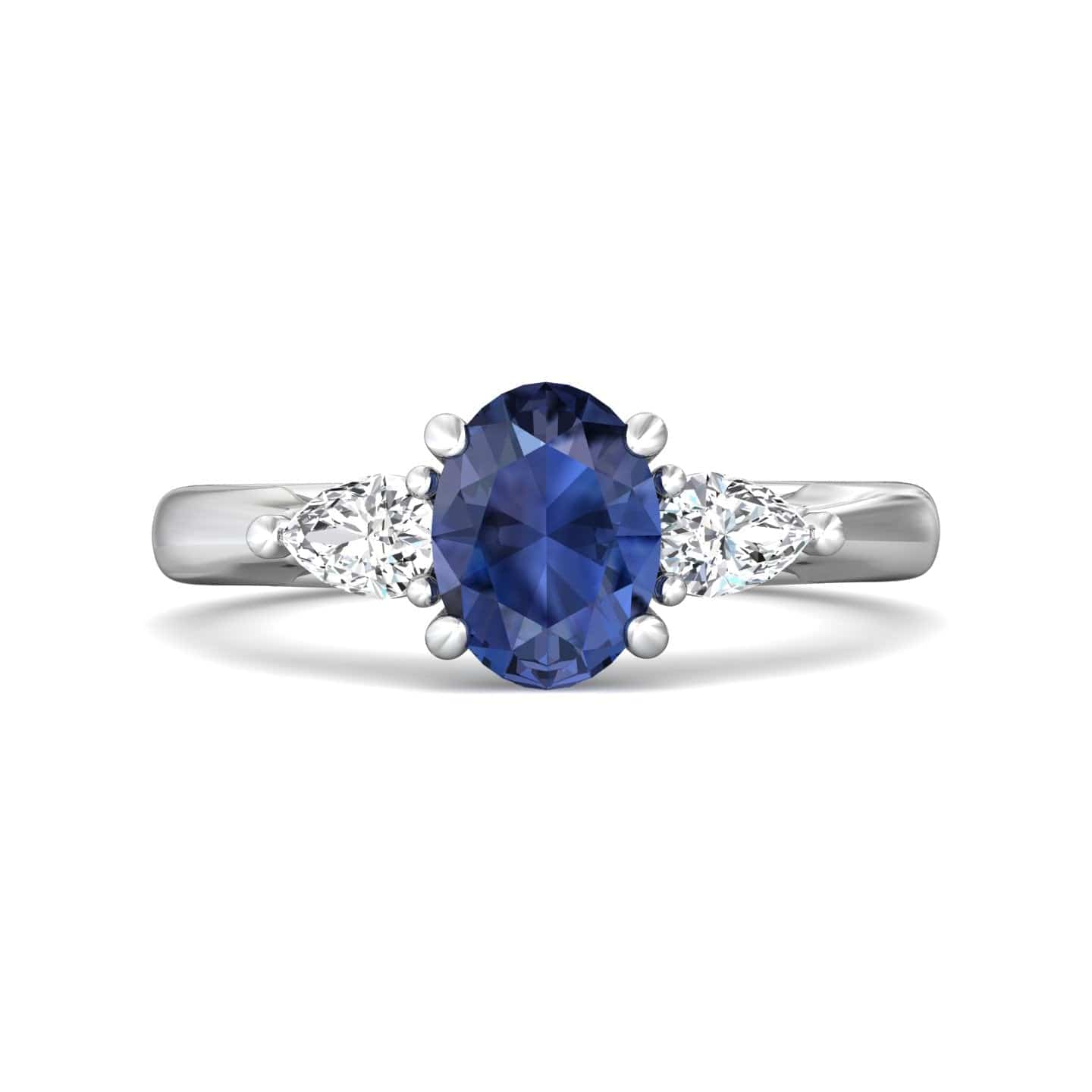 Platinum 3 Stone Sapphire & Diamond Ring