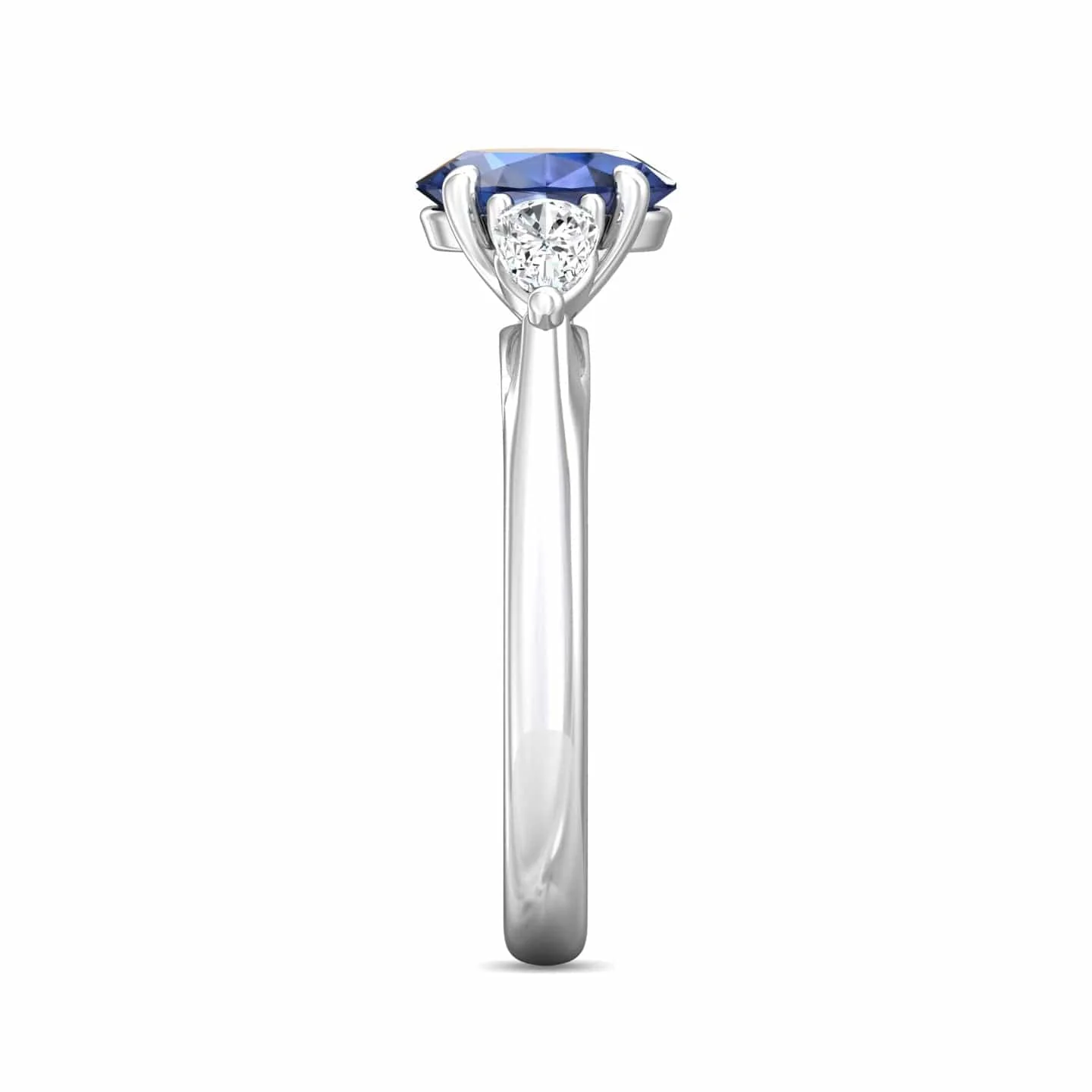 Platinum 3 Stone Sapphire & Diamond Ring - Image 4