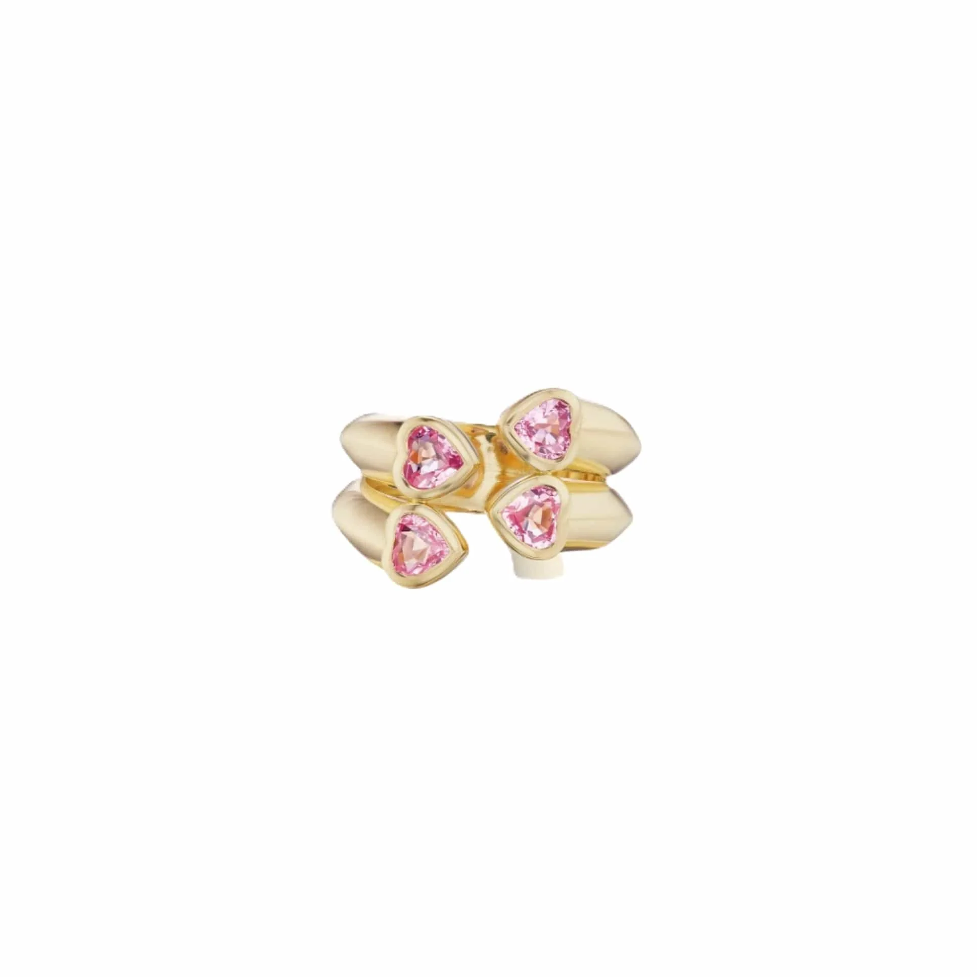 Sorellina 18K Yellow Gold Pink Sapphire Heart Bypass Ring