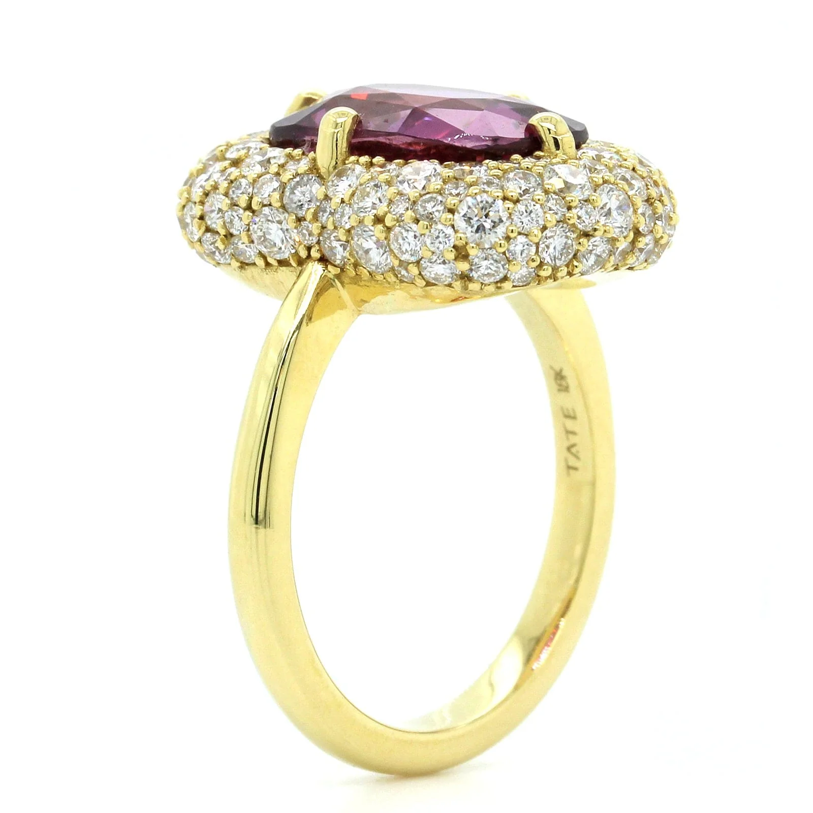 18K Yellow Gold Natural Pink Sapphire Diamond Ring - Image 2